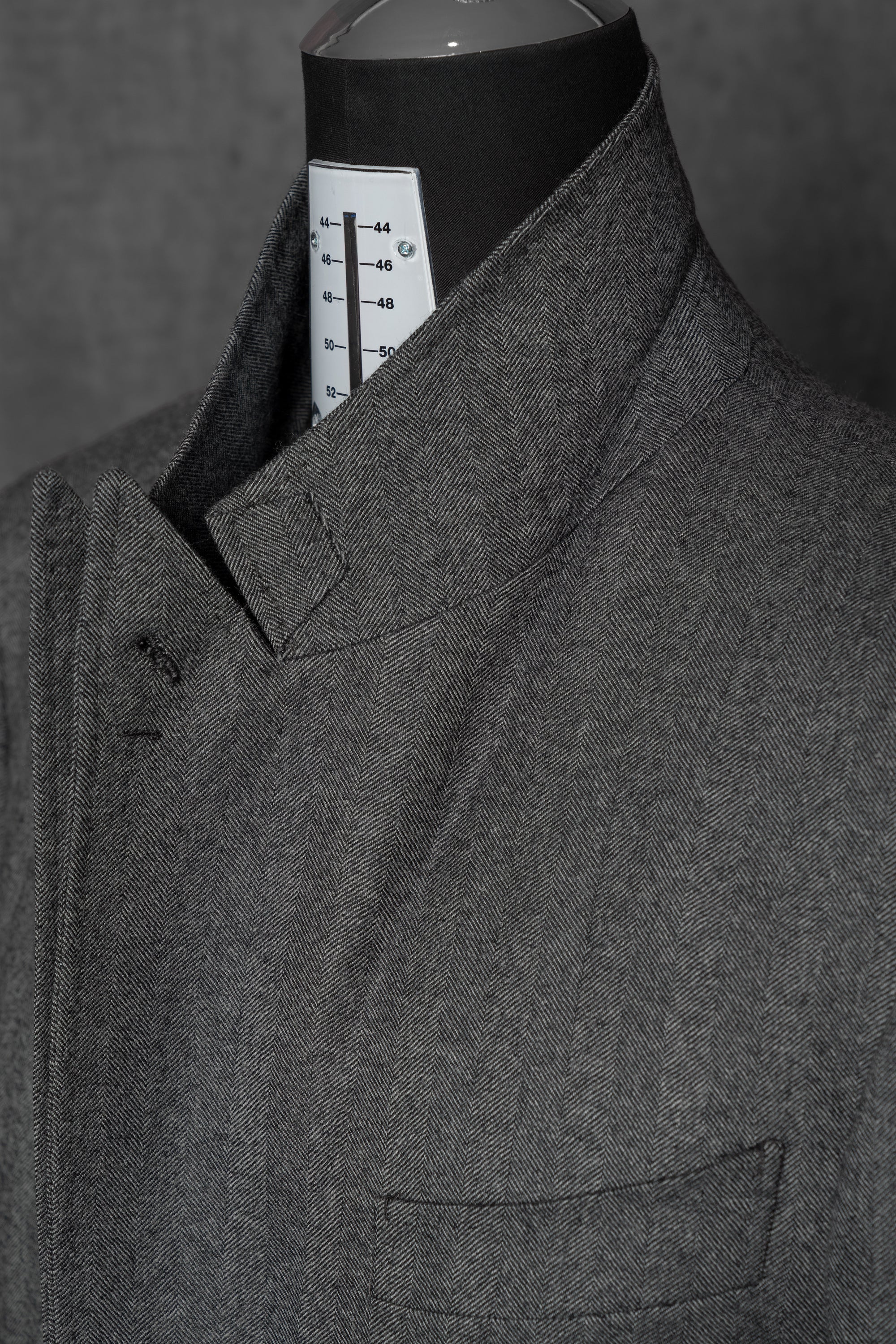 Grey Herringbone Flannel 3-piece Suit #23