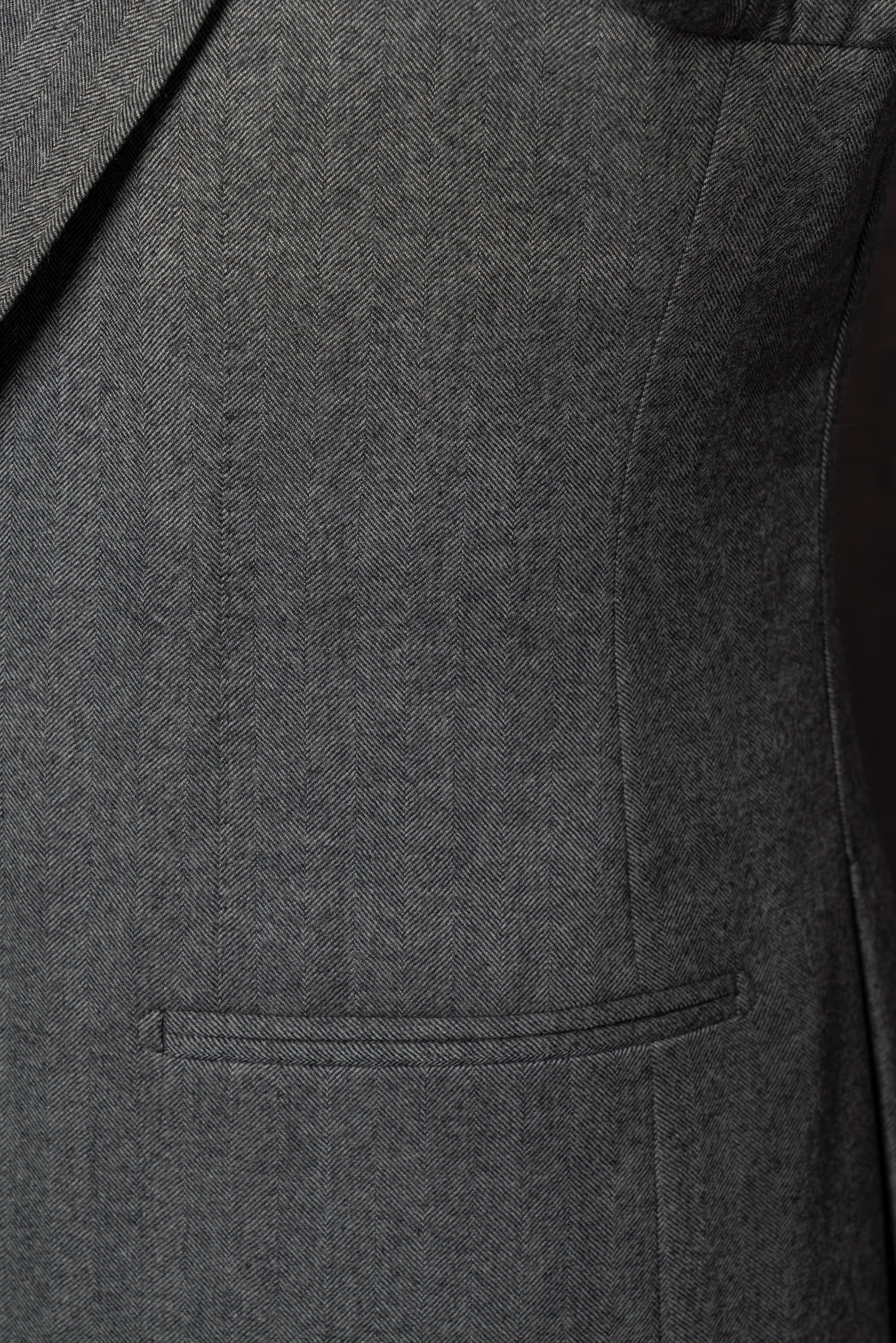 Grey Herringbone Flannel 3-piece Suit #23