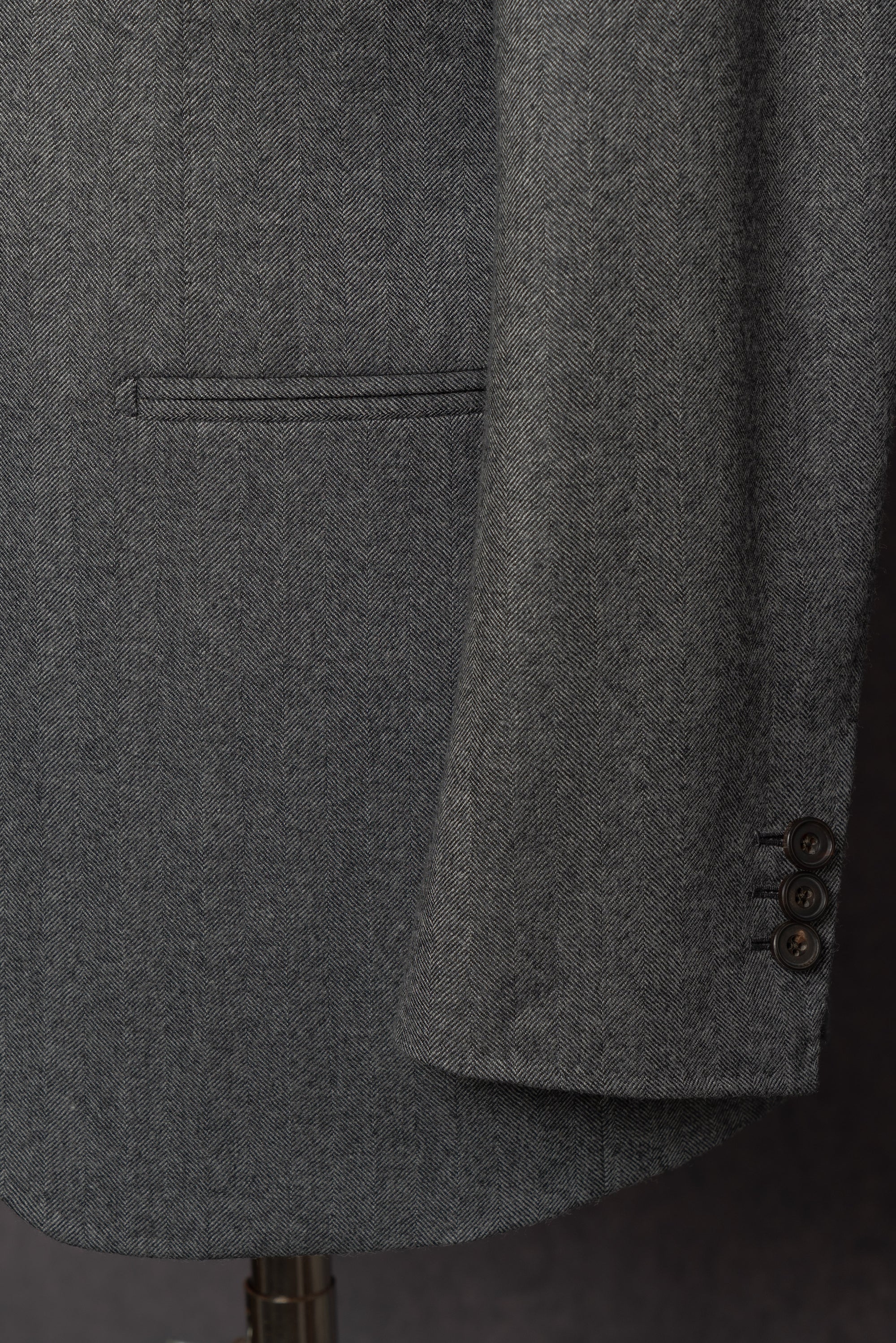 Grey Herringbone Flannel 3-piece Suit #23