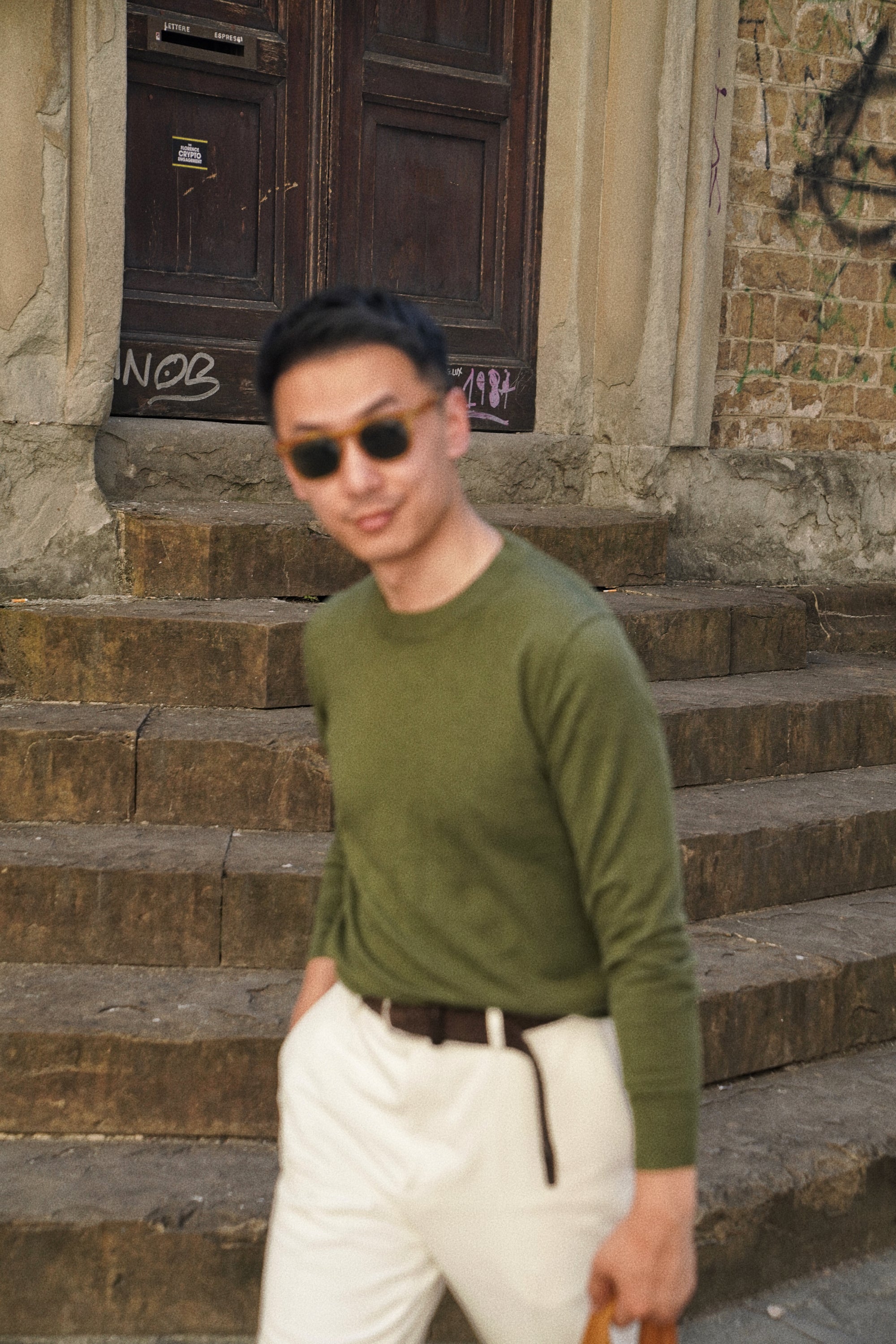Olive Long Sleeve Crew Neck Jumper