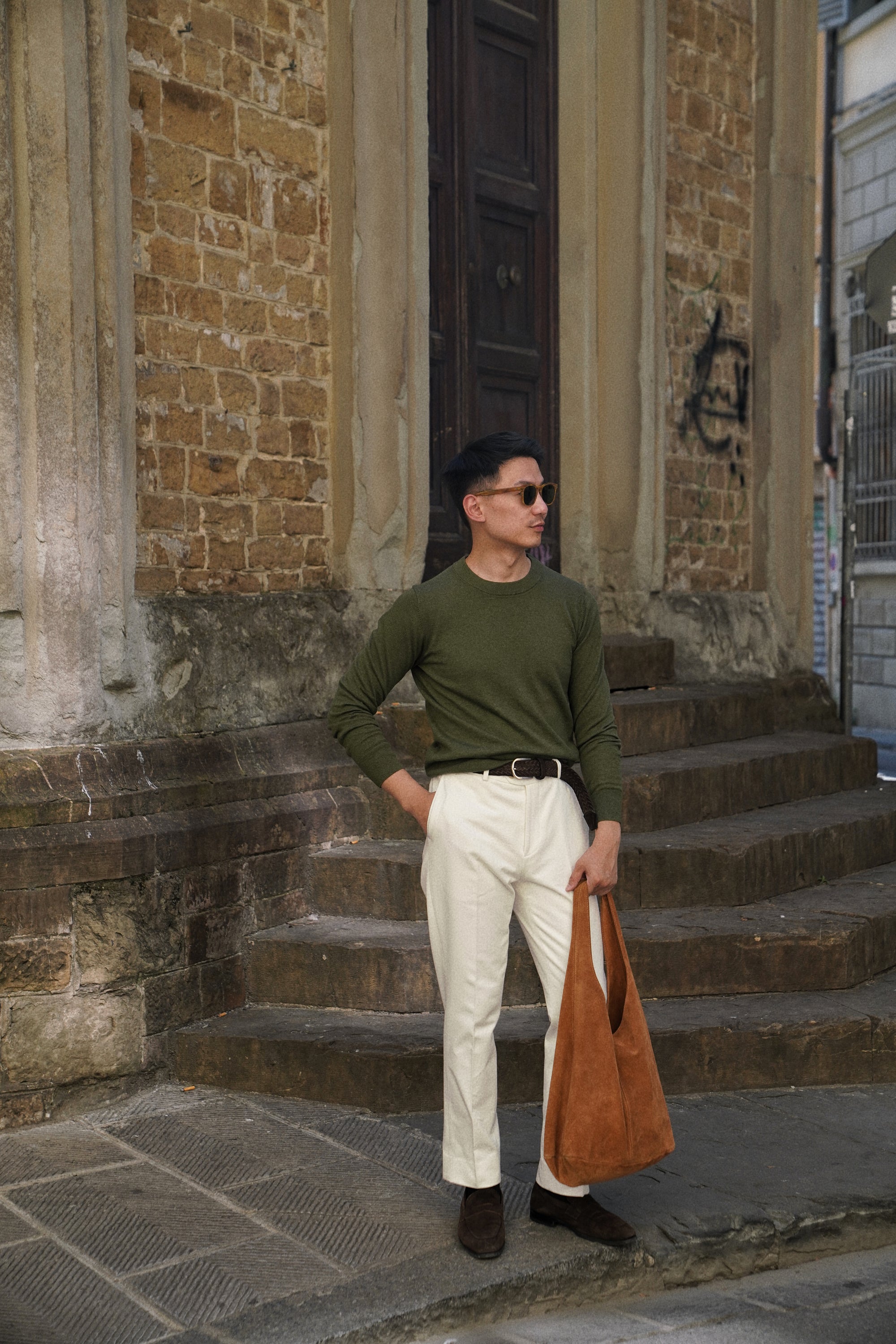 Olive Long Sleeve Crew Neck Jumper