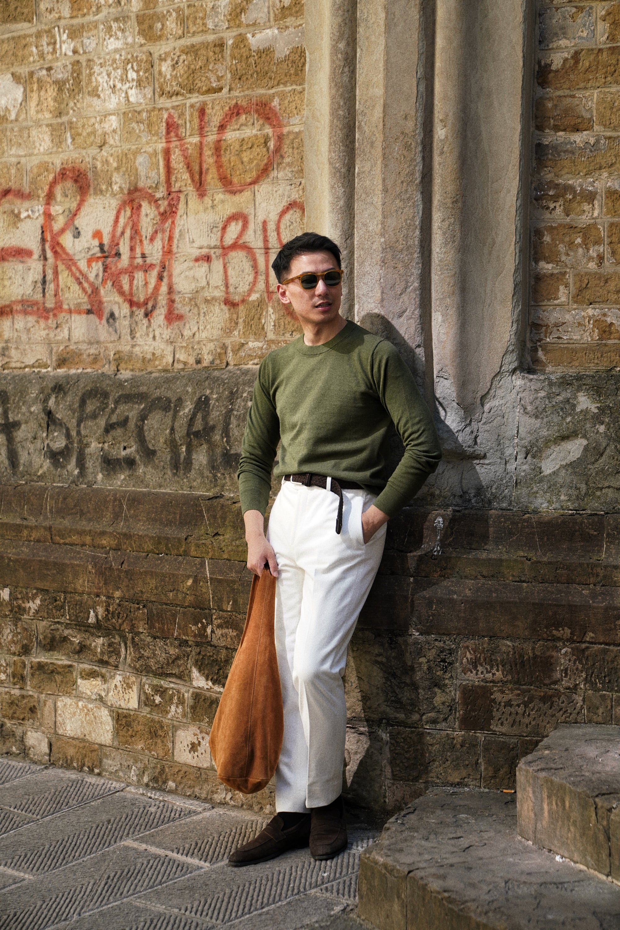 Olive Long Sleeve Crew Neck Jumper