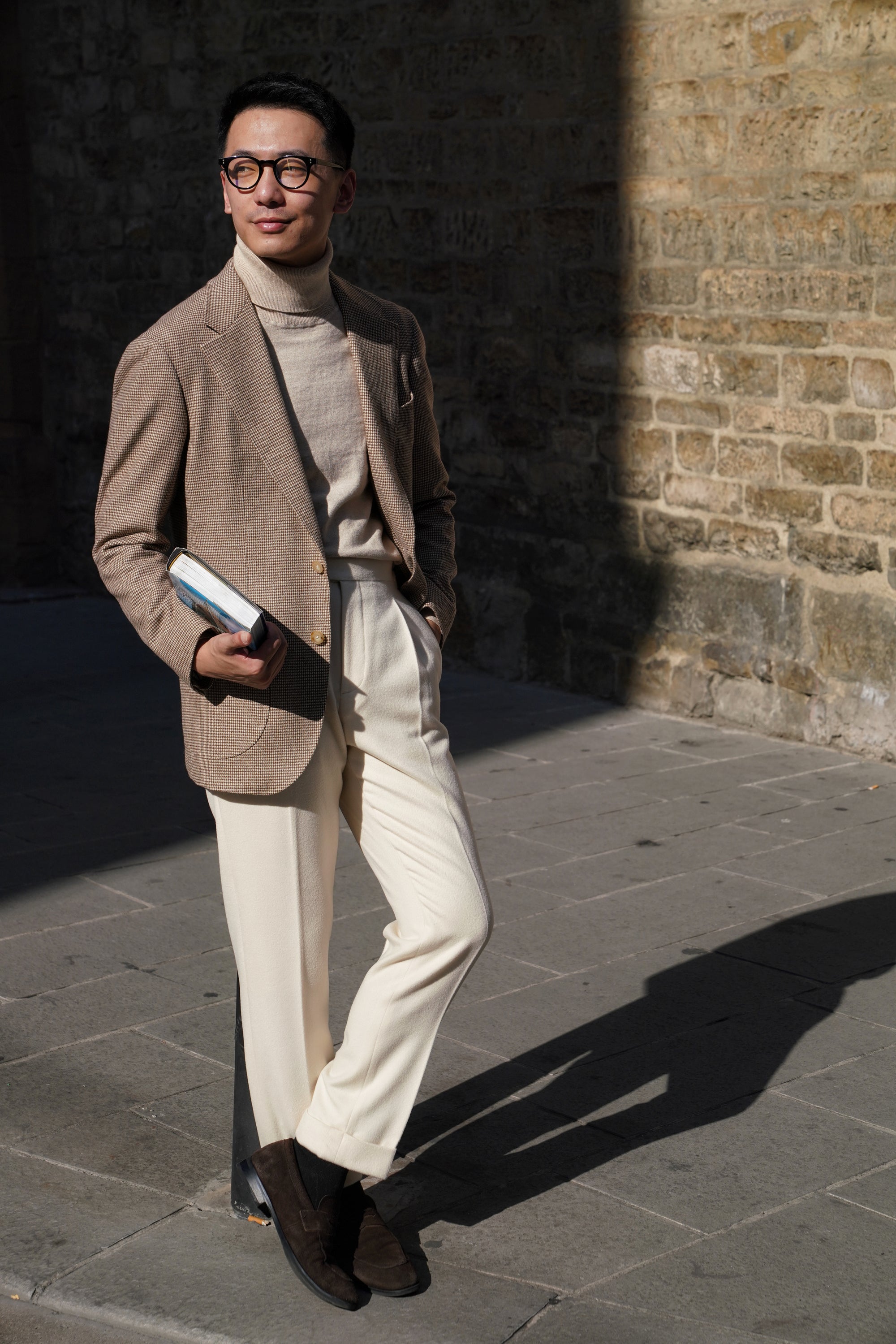 Light Camel Roll Neck Jumper