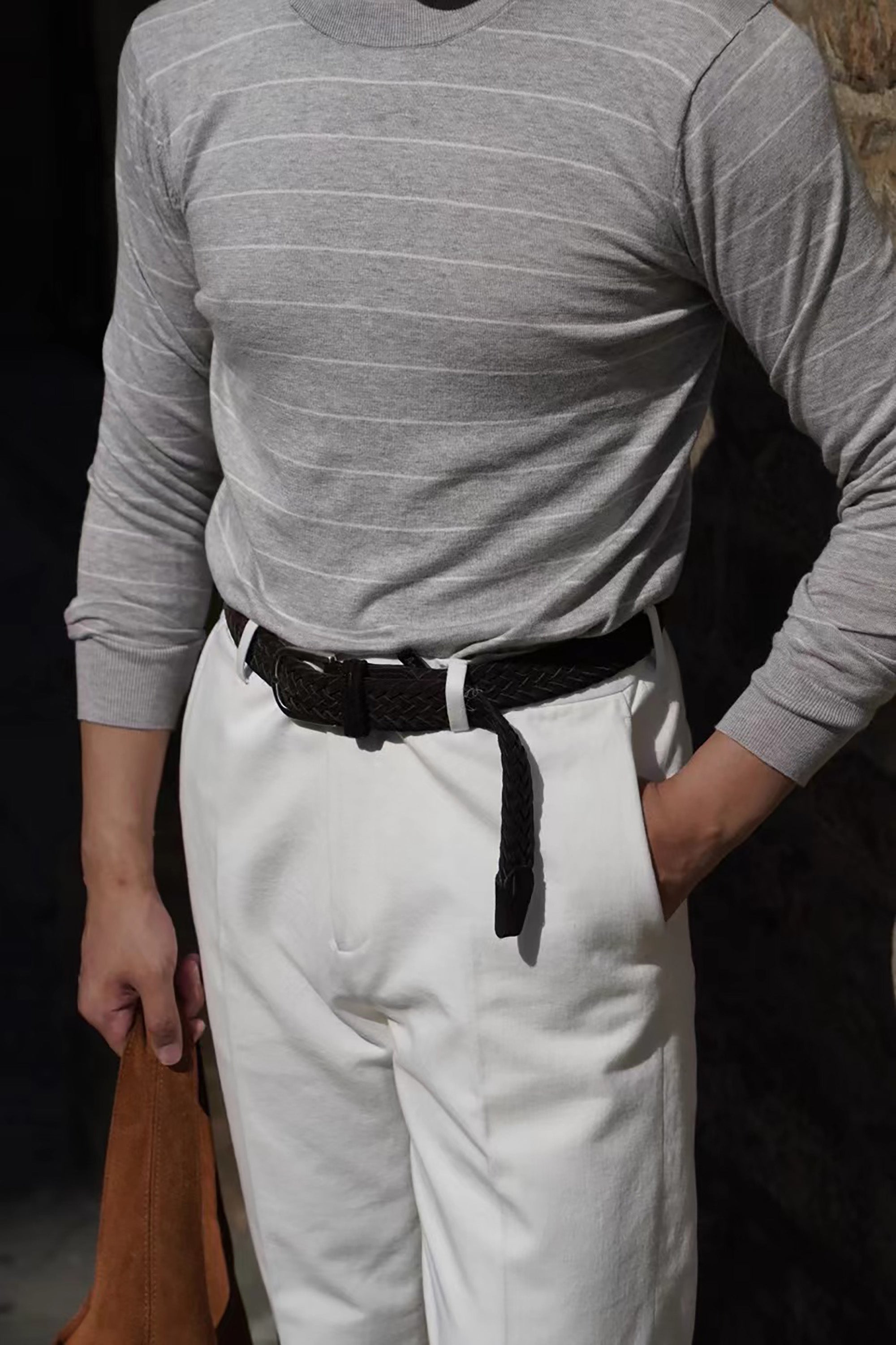 Off White Pima Cotton Trousers