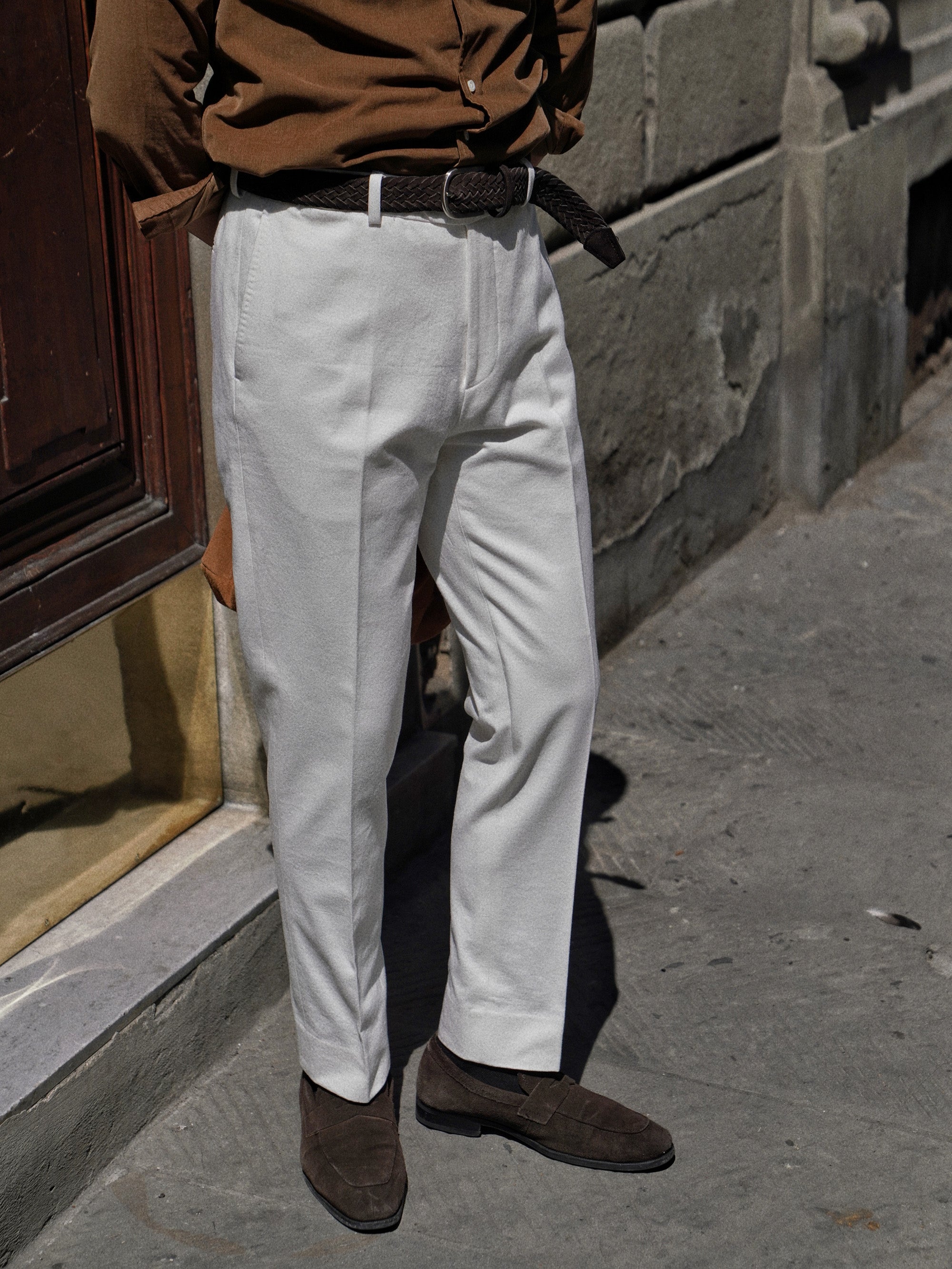 Off White Pima Cotton Trousers