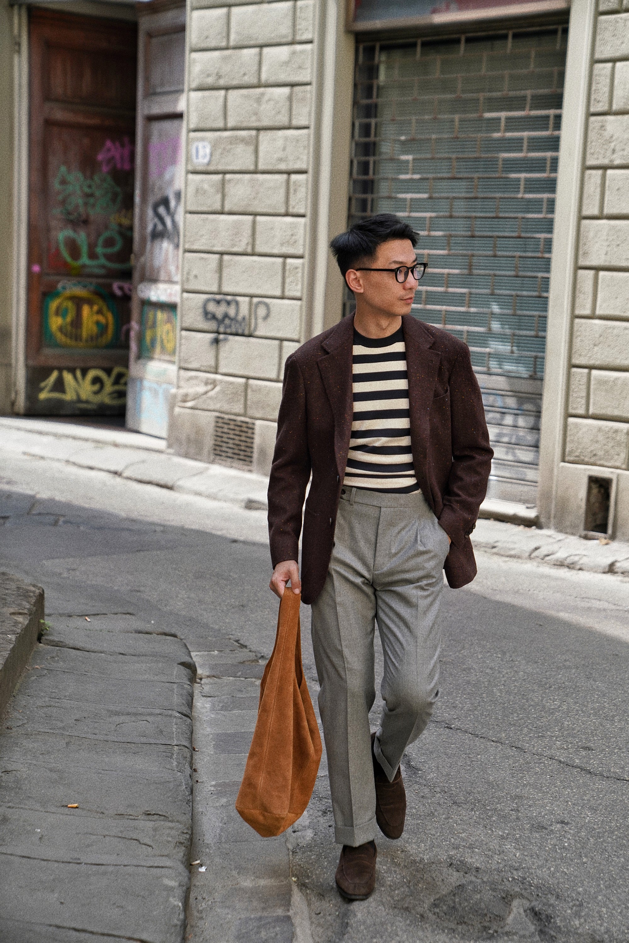 Mid Grey Worsted Flannel Trousers