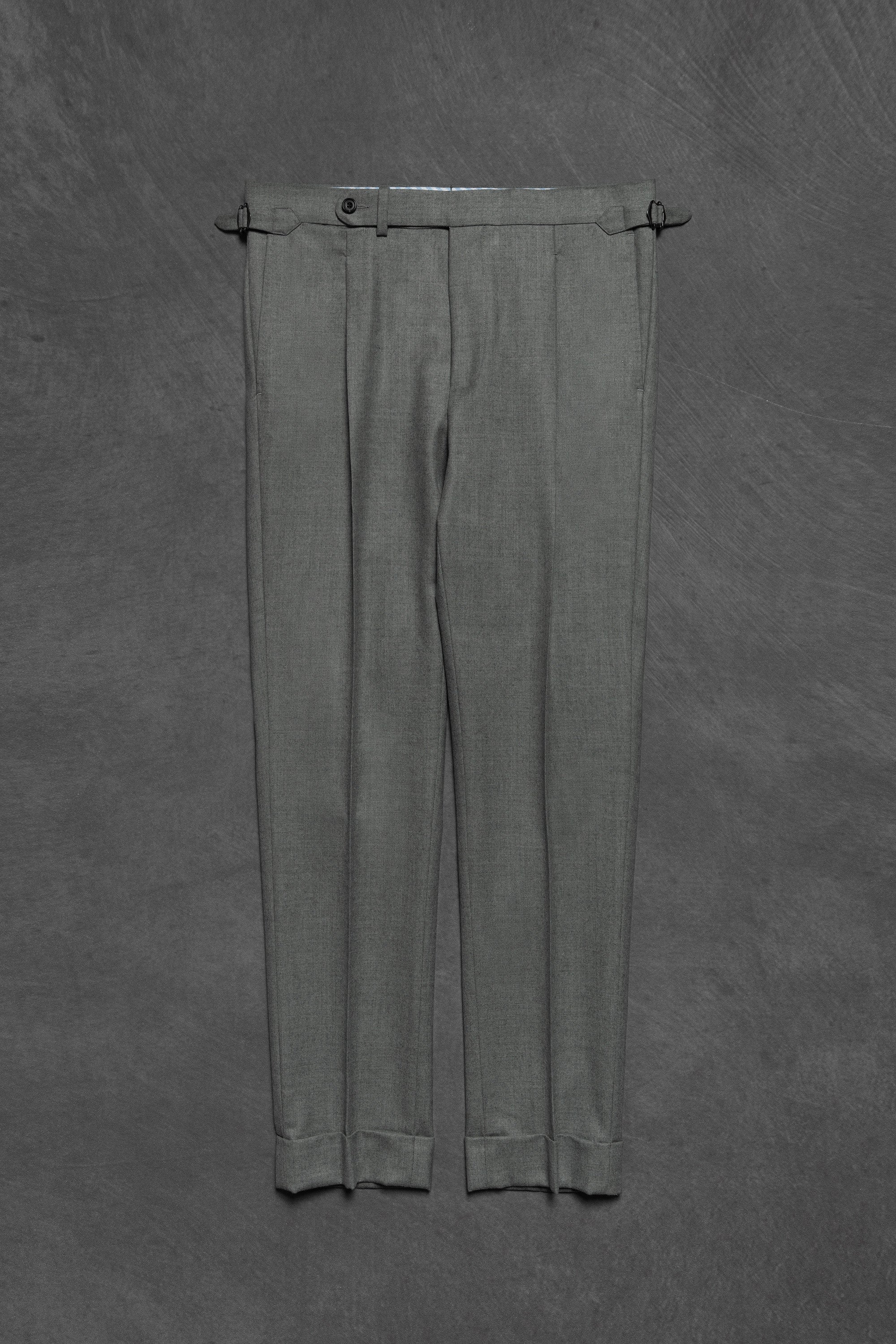 Mid Grey Worsted Flannel Trousers