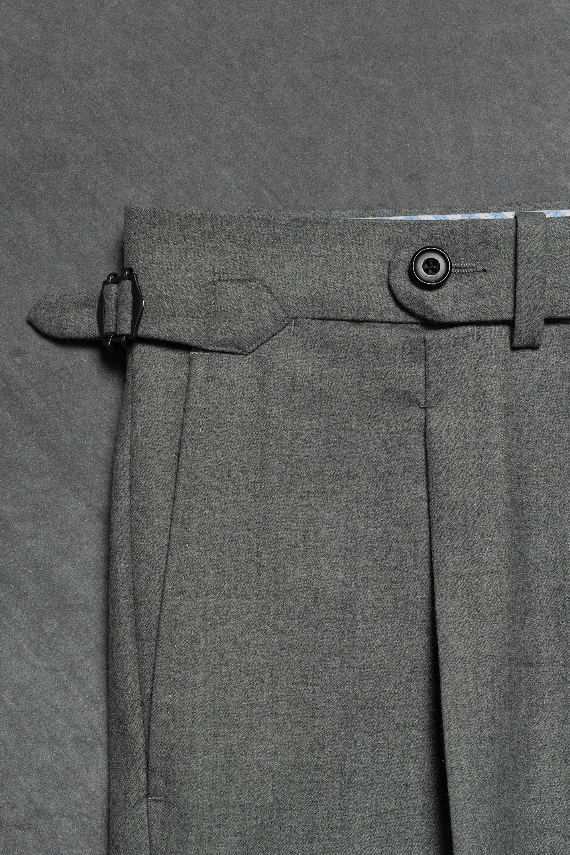 Mid Grey Worsted Flannel Trousers
