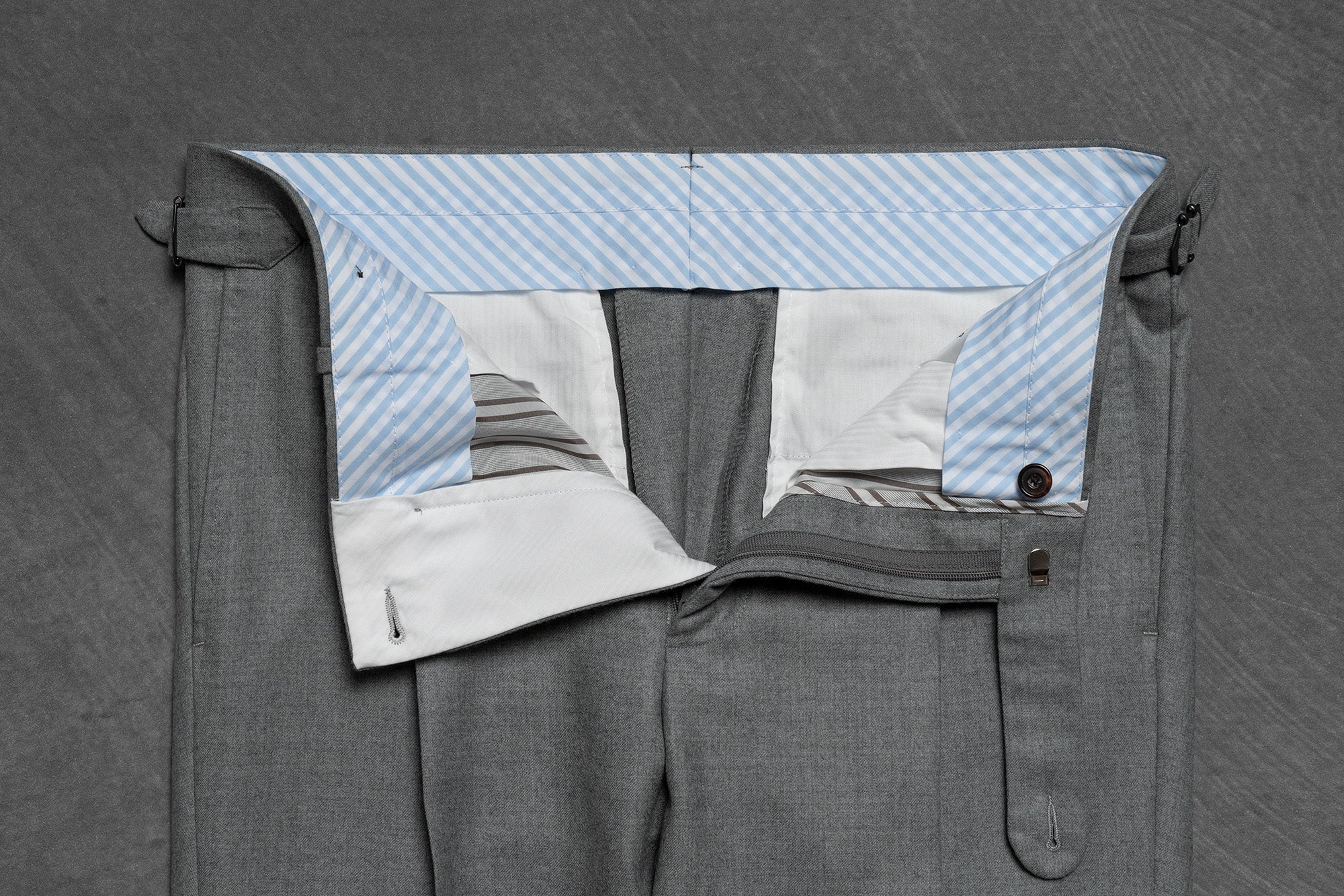 Mid Grey Worsted Flannel Trousers