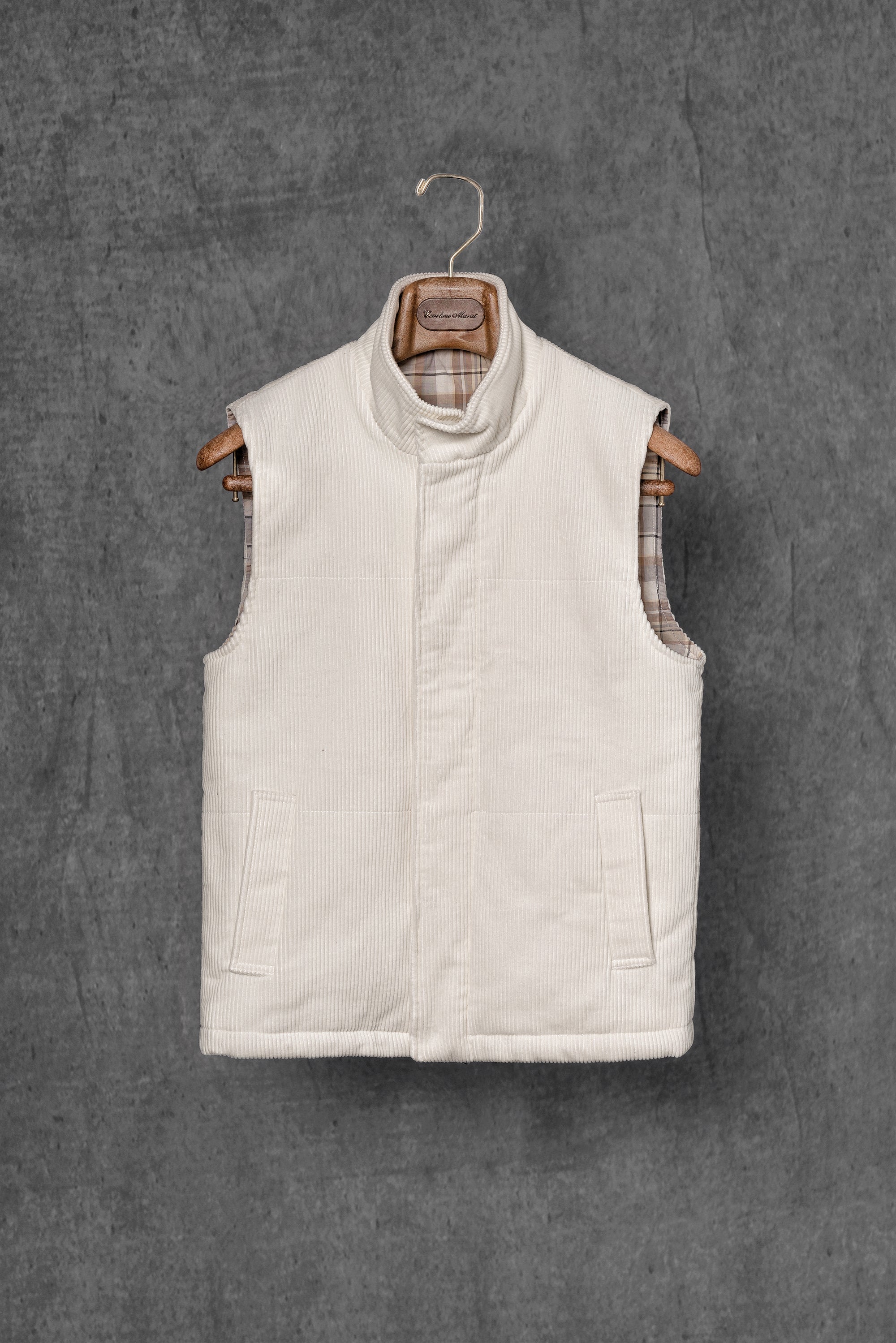 Beige Cotton Corduroy Gilet