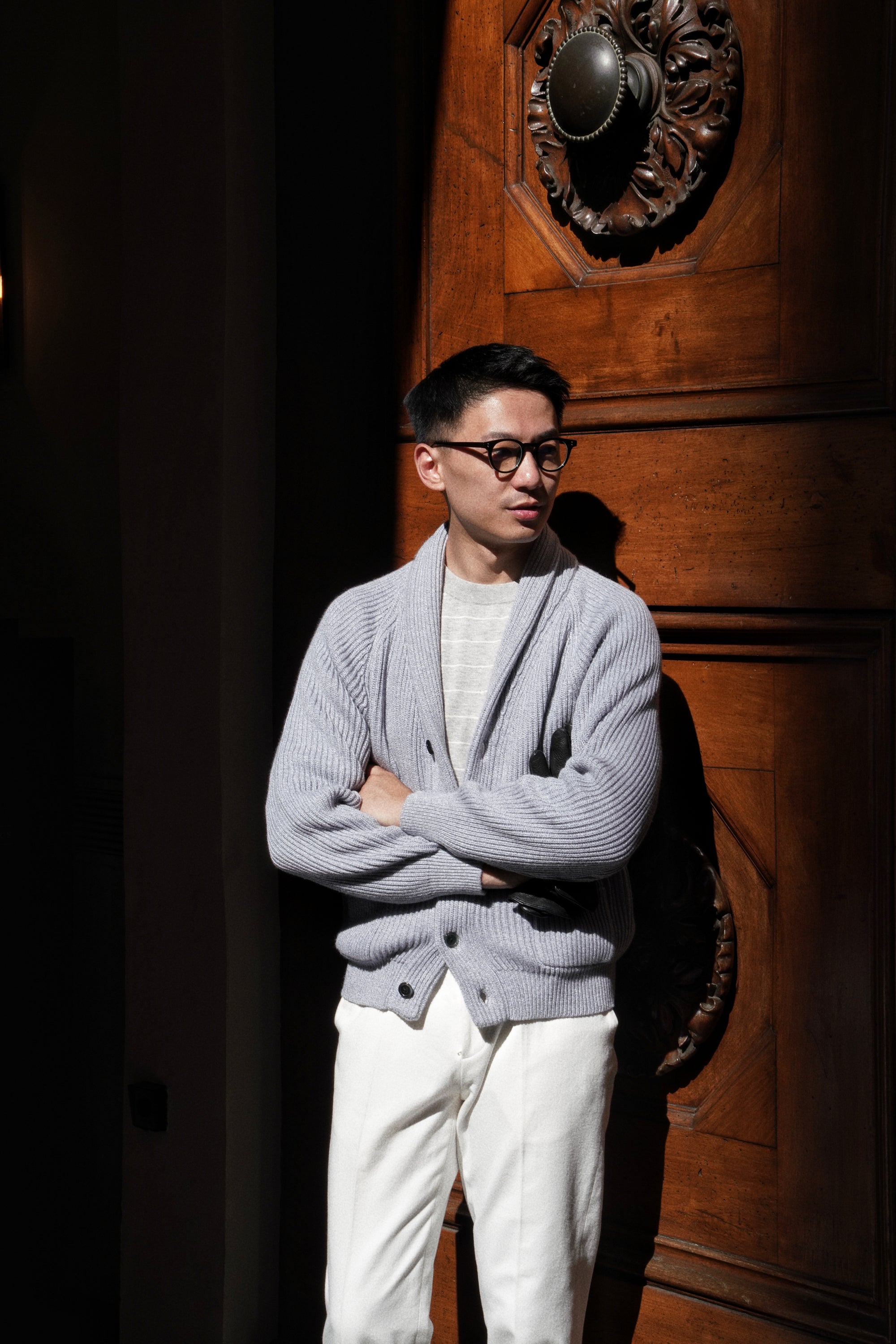 Light Grey Breton Top Crew Neck