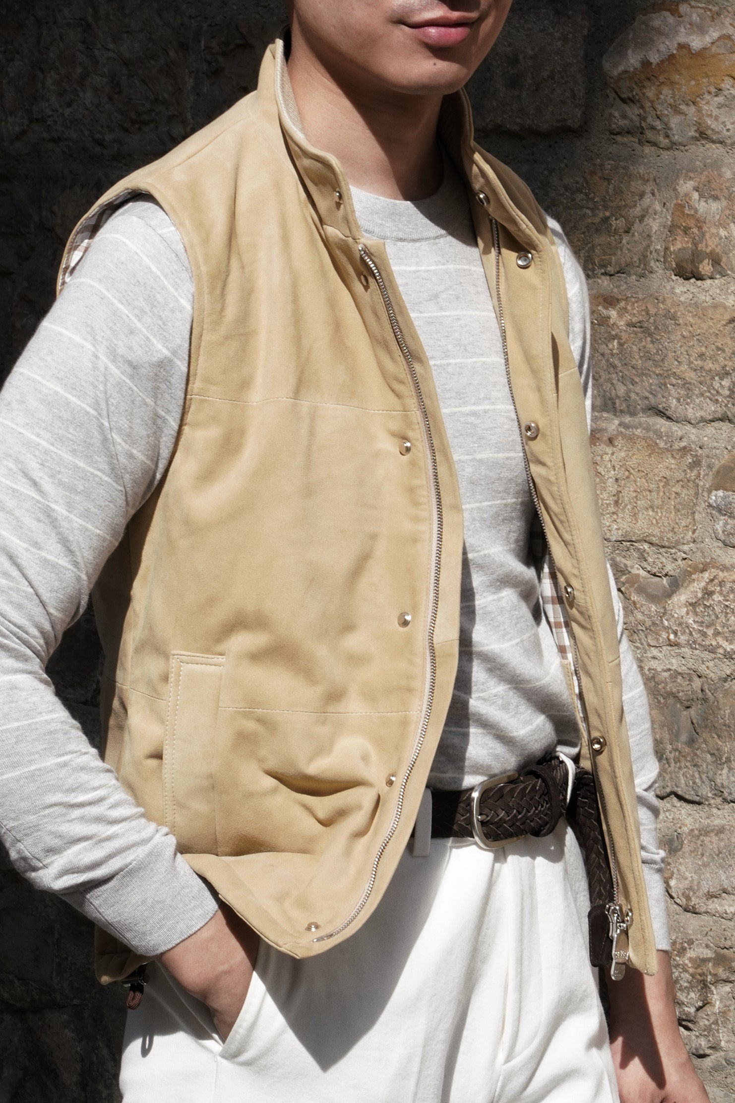 Light Grey Breton Top Crew Neck