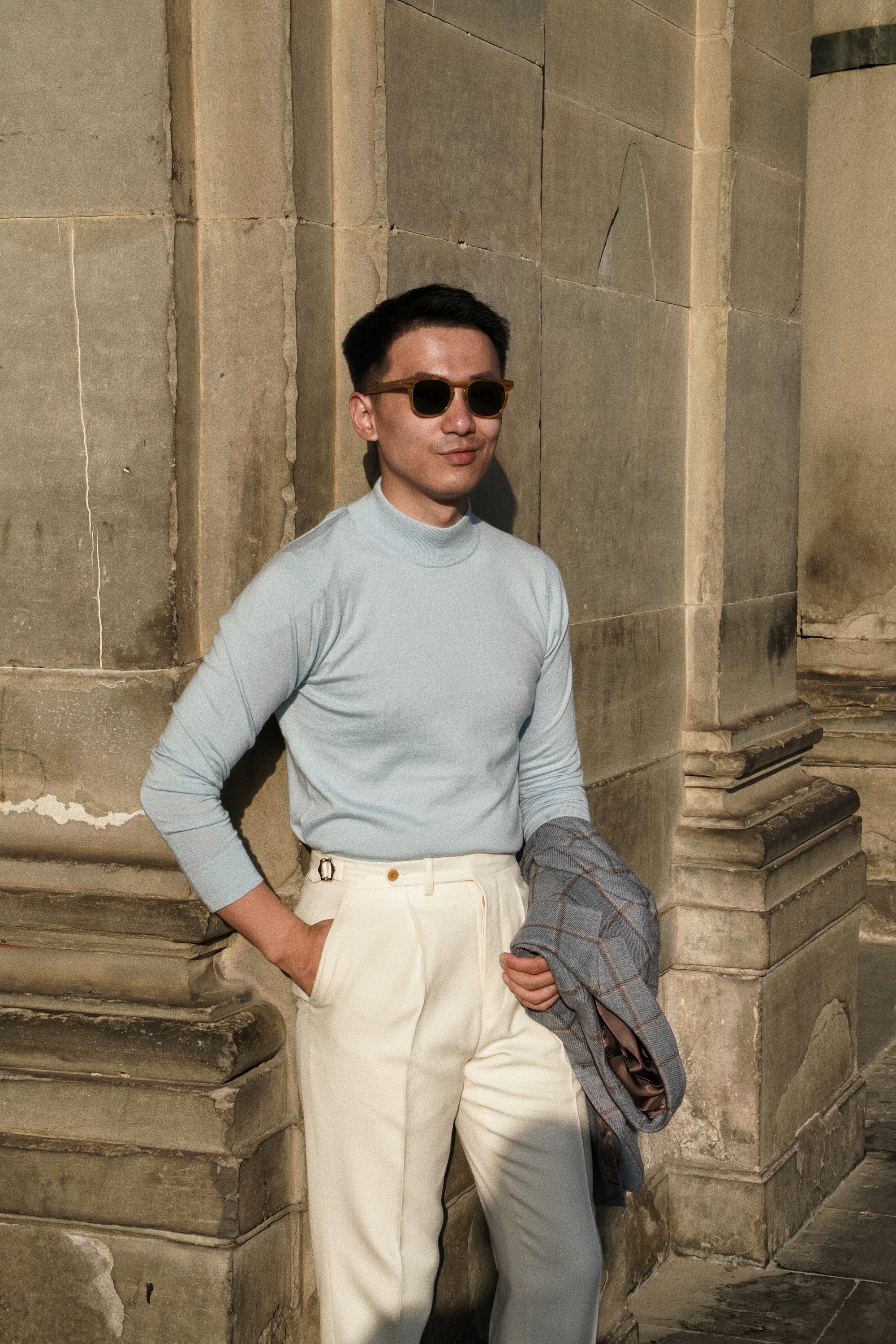 Sky Blue Mock Neck Jumper