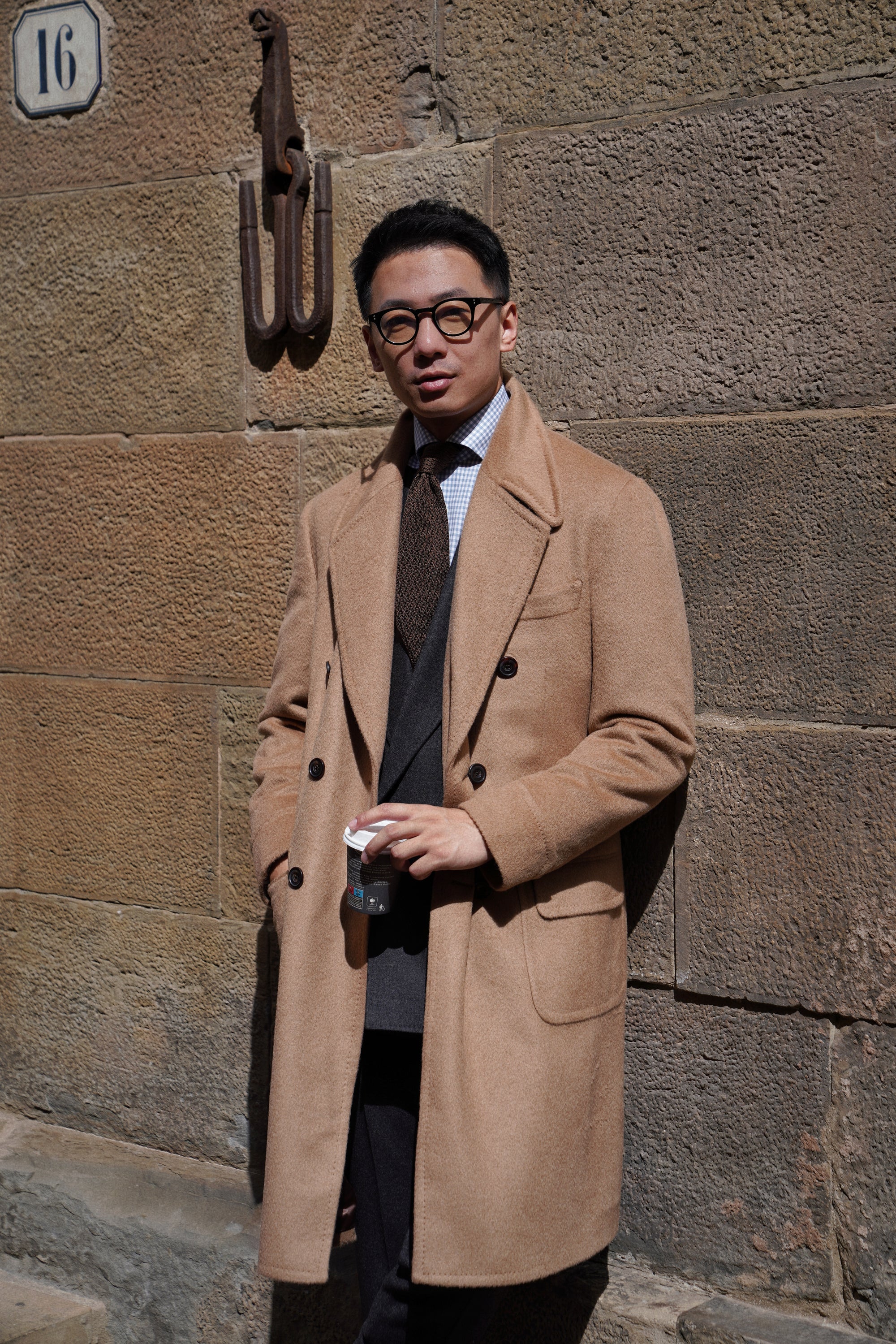 Light Brown Camel Hair Polo Coat