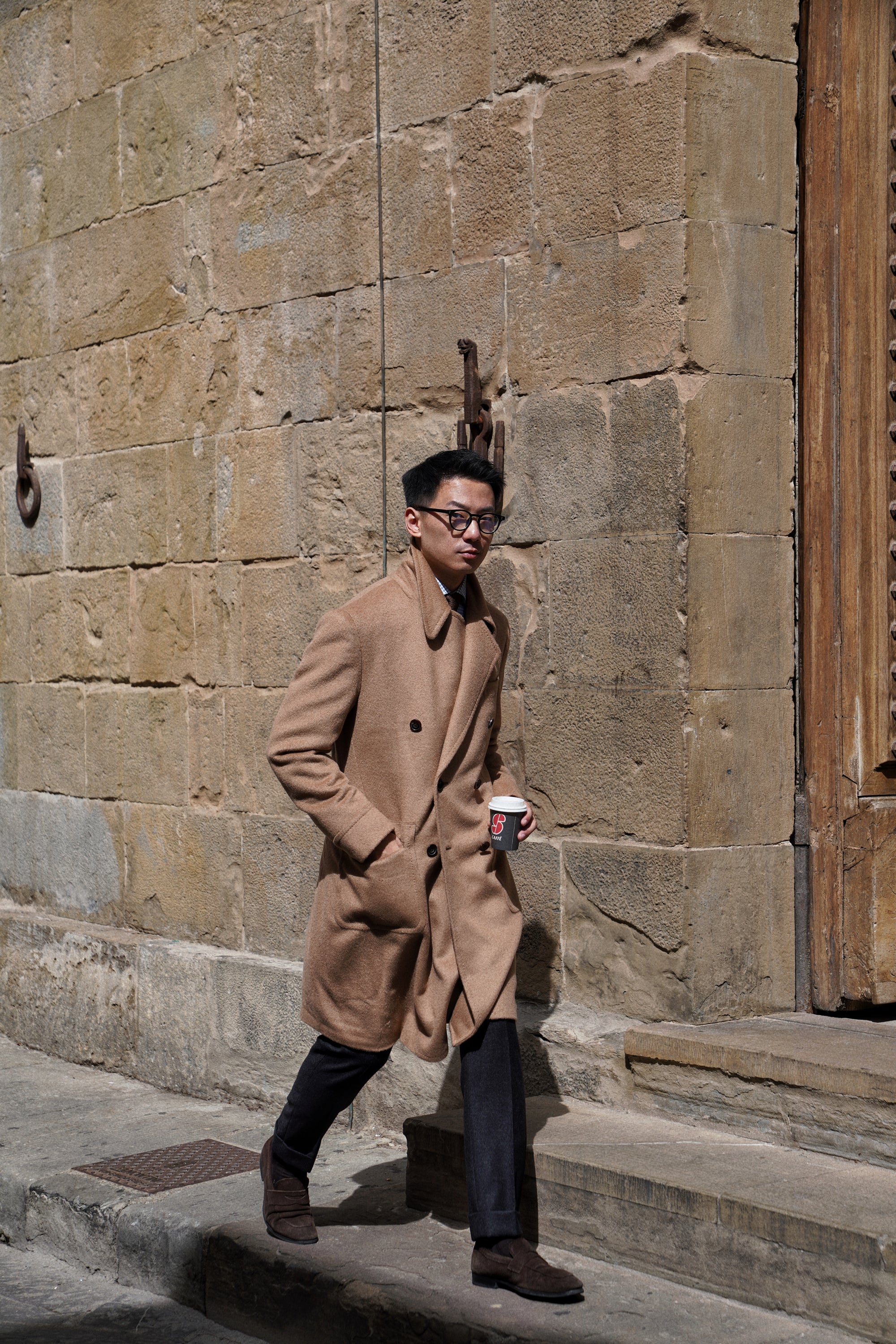 Light Brown Camel Hair Polo Coat