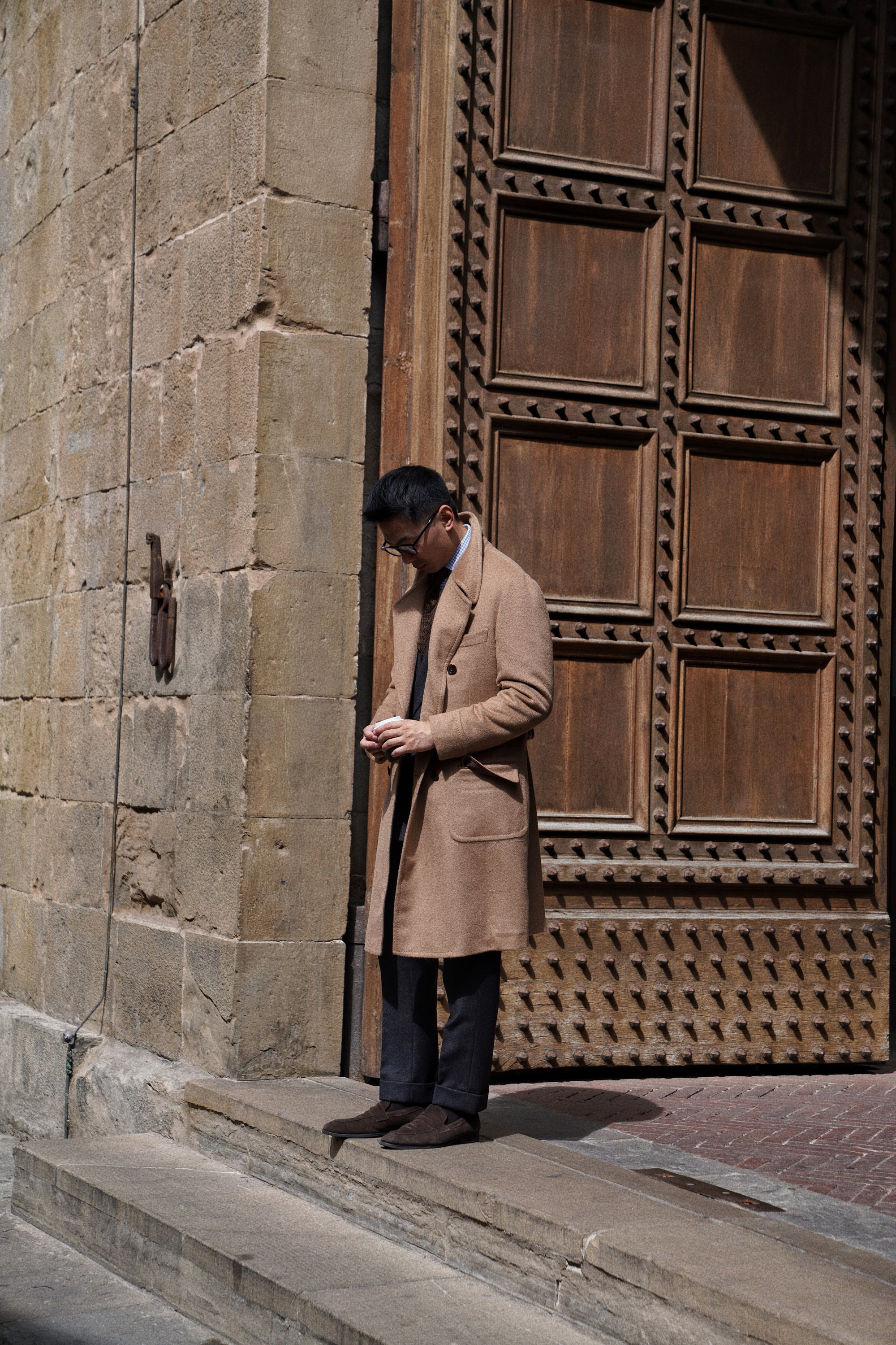 Light Brown Camel Hair Polo Coat
