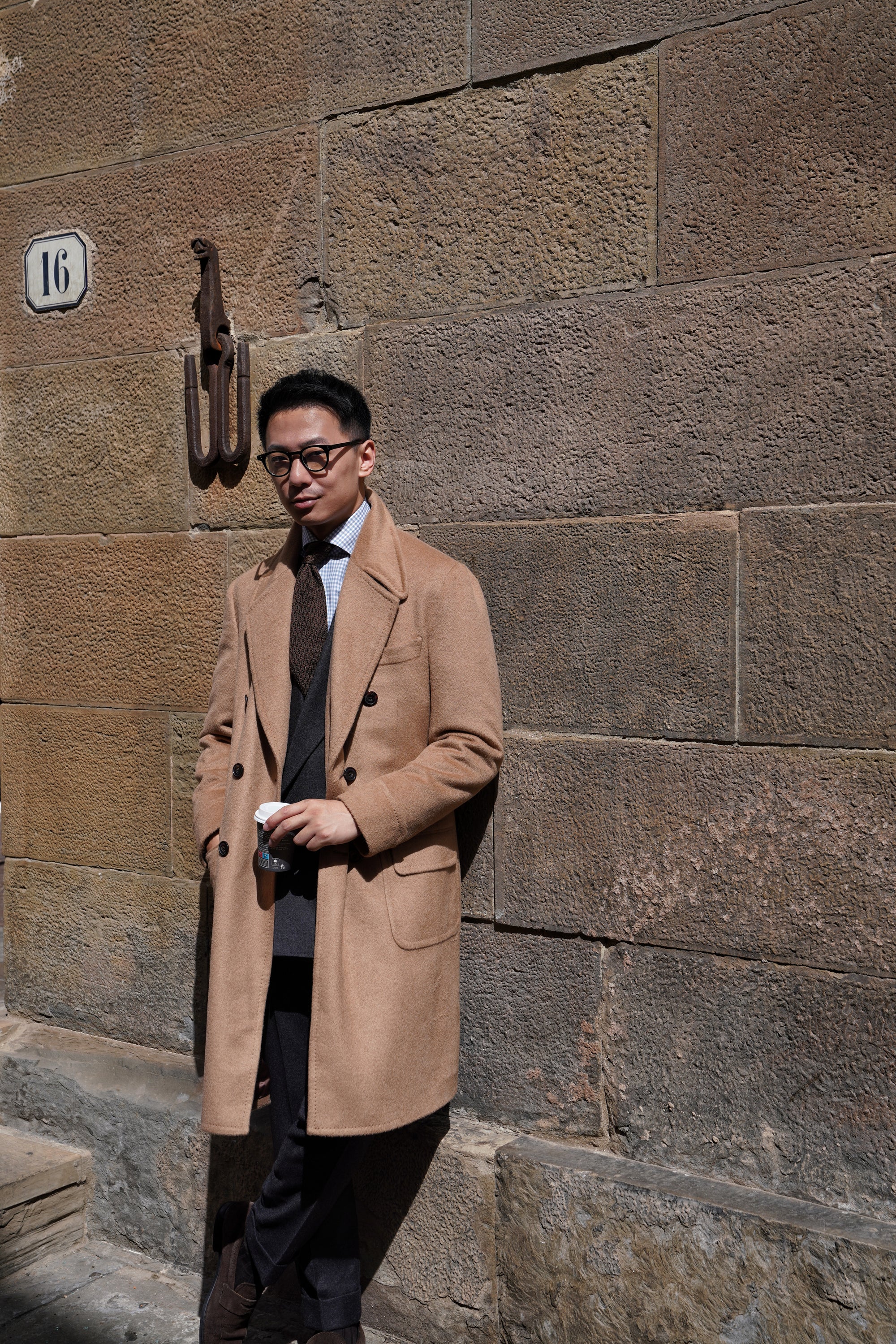 Light Brown Camel Hair Polo Coat