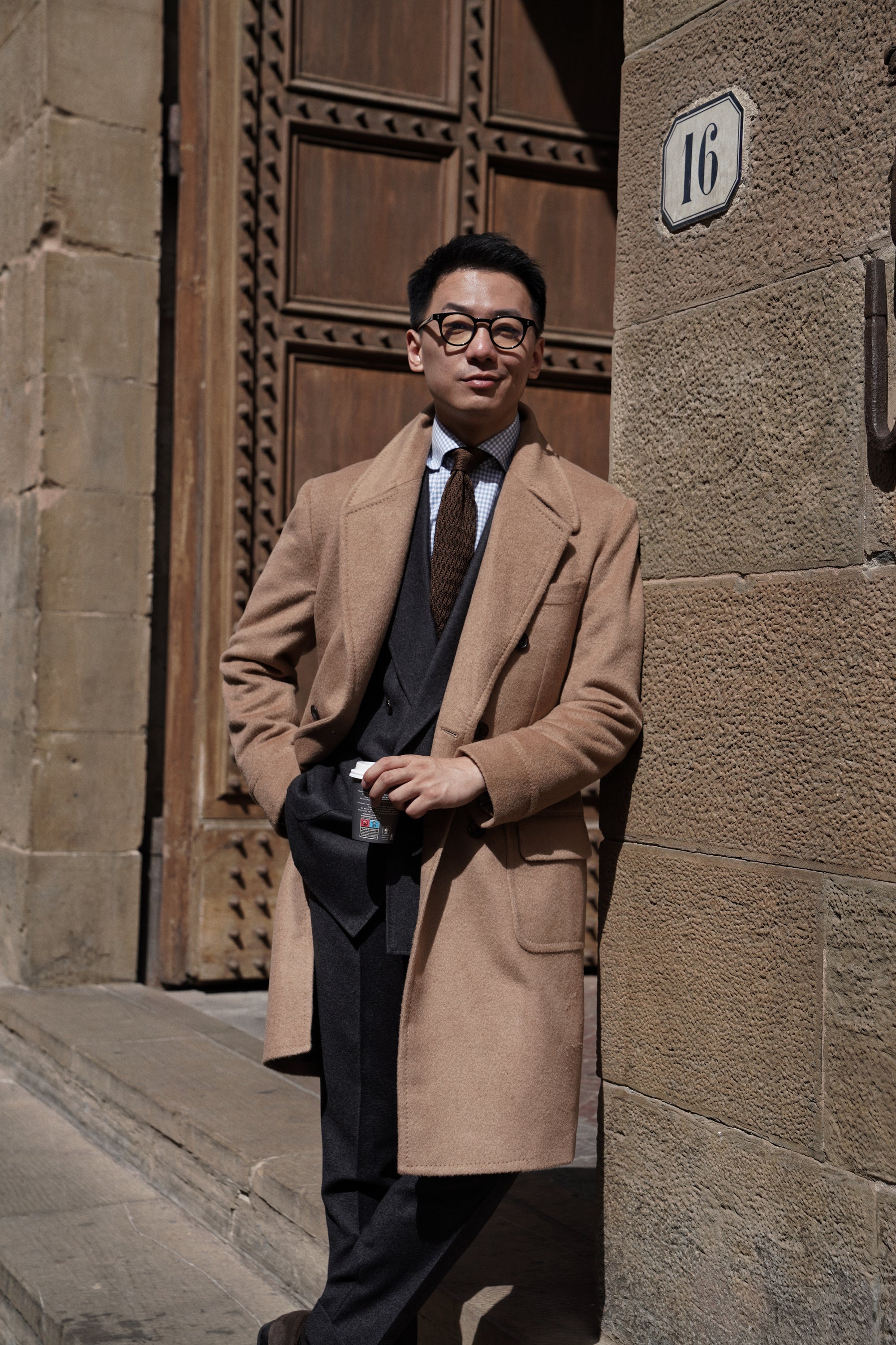 Light Brown Camel Hair Polo Coat