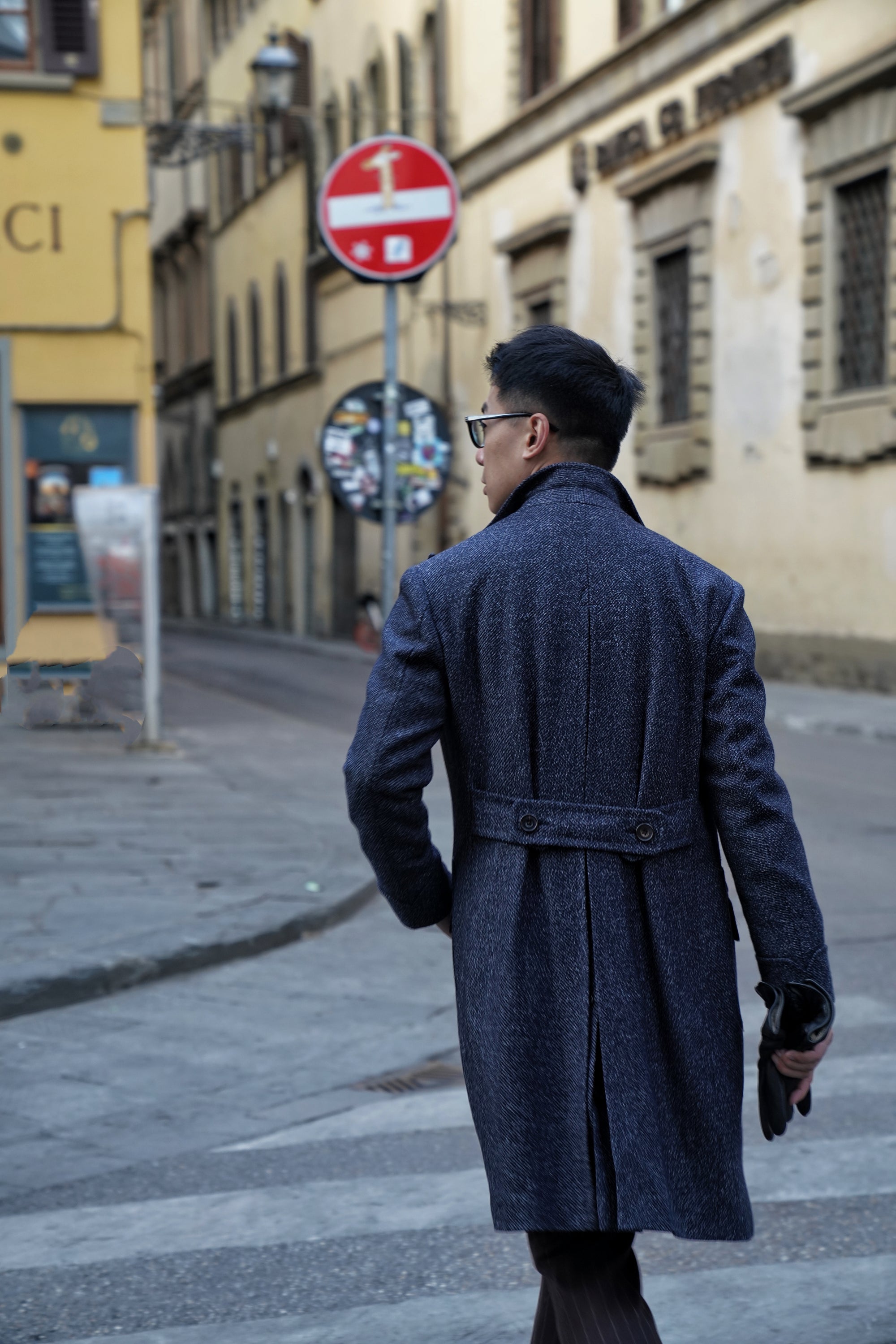 Navy Wool Blending Polo Coat