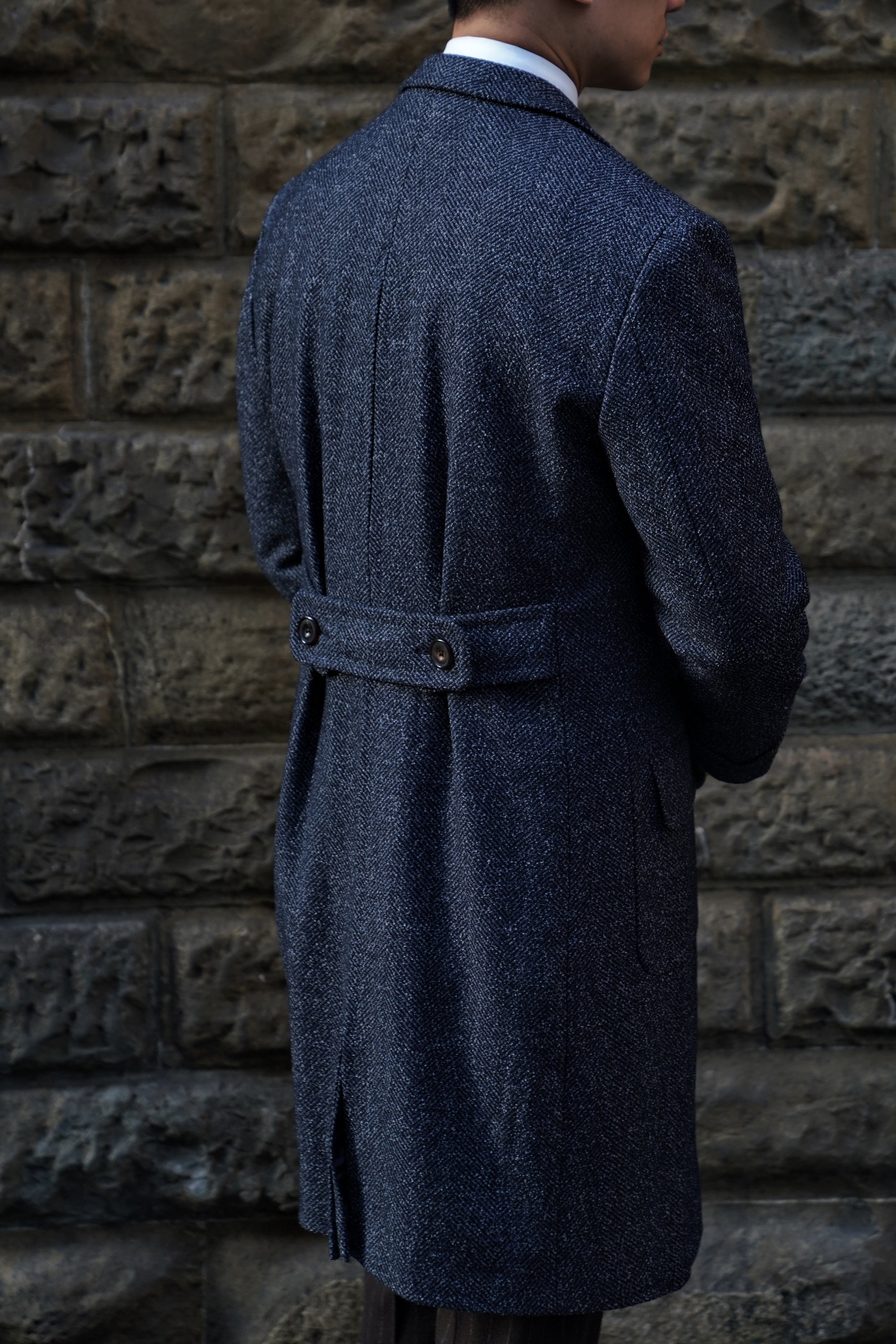Navy Wool Blending Polo Coat