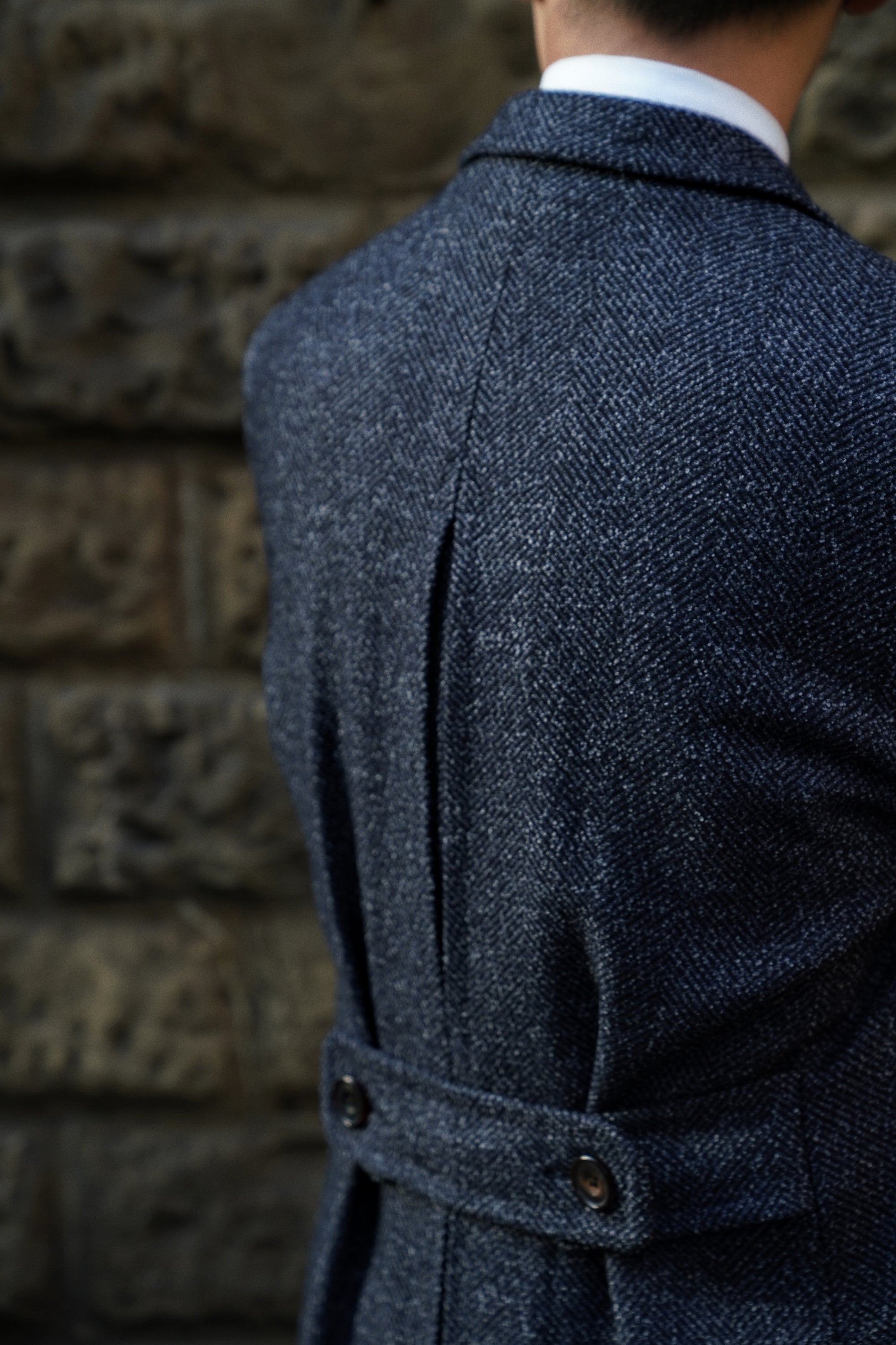 Navy Wool Blending Polo Coat