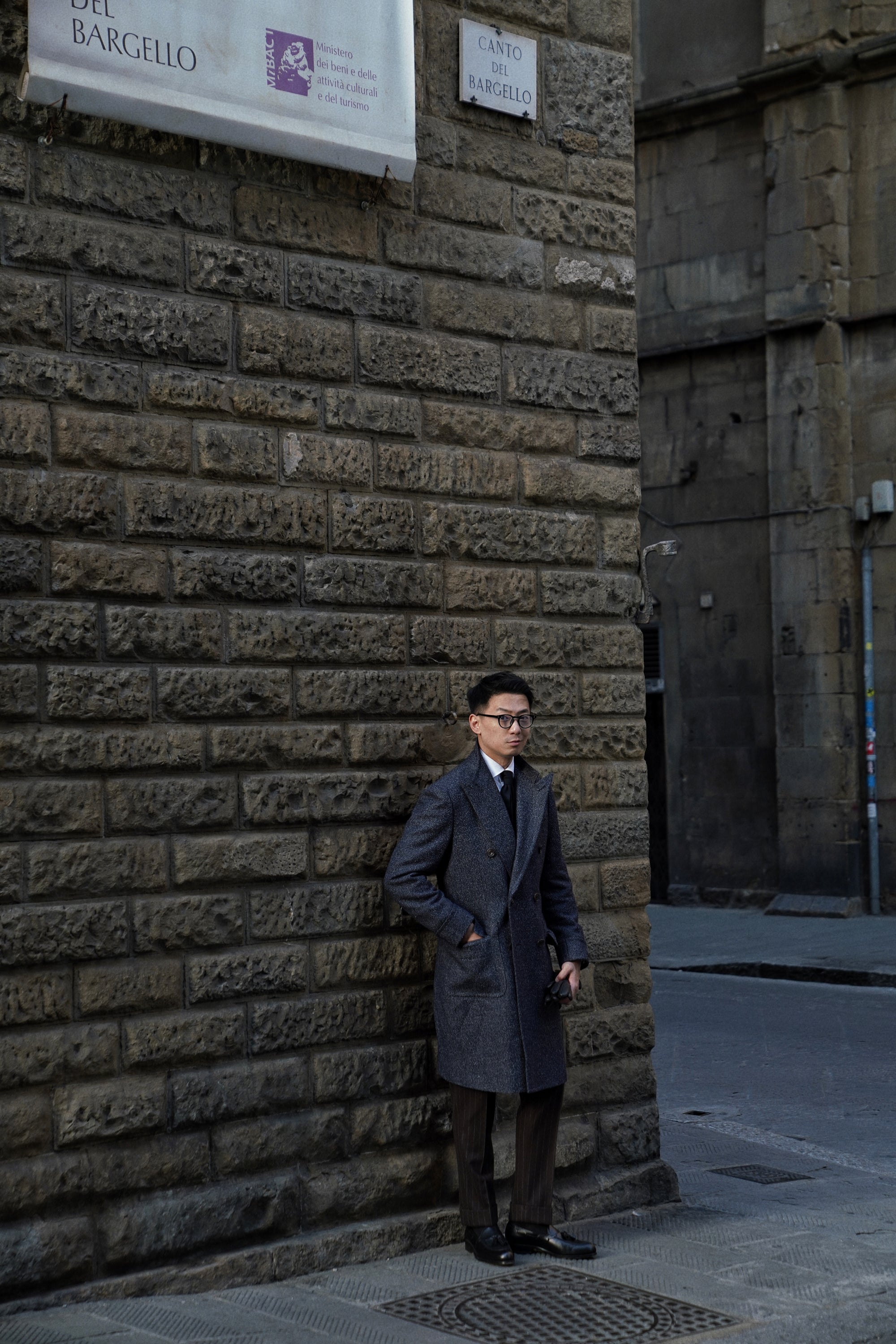 Navy Wool Blending Polo Coat