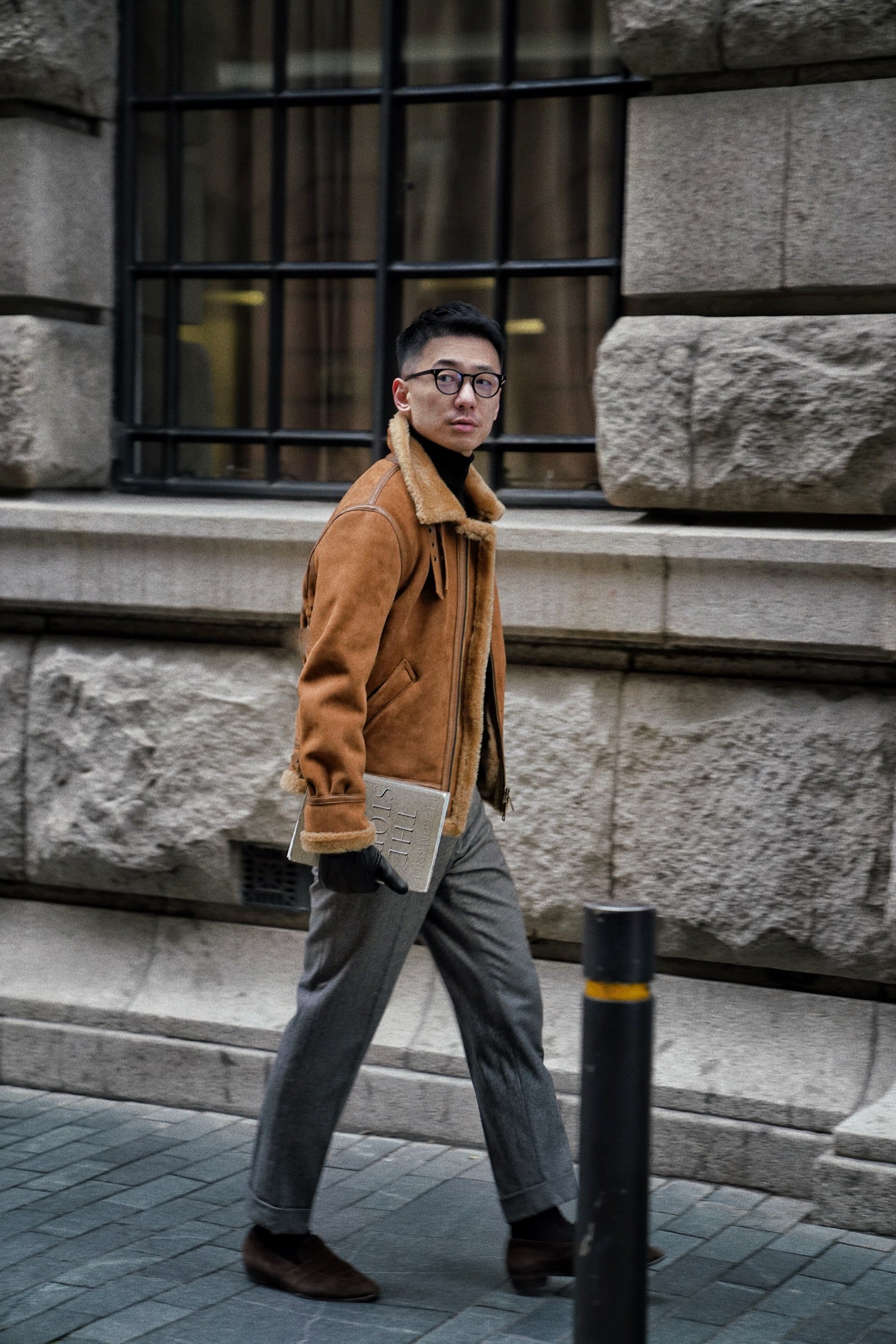 Tobacco Lambskin Shearling B3 Flight Jacket
