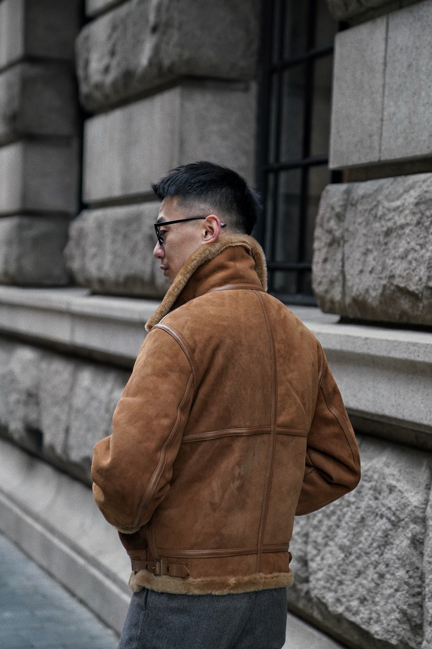 Tobacco Lambskin Shearling B3 Flight Jacket