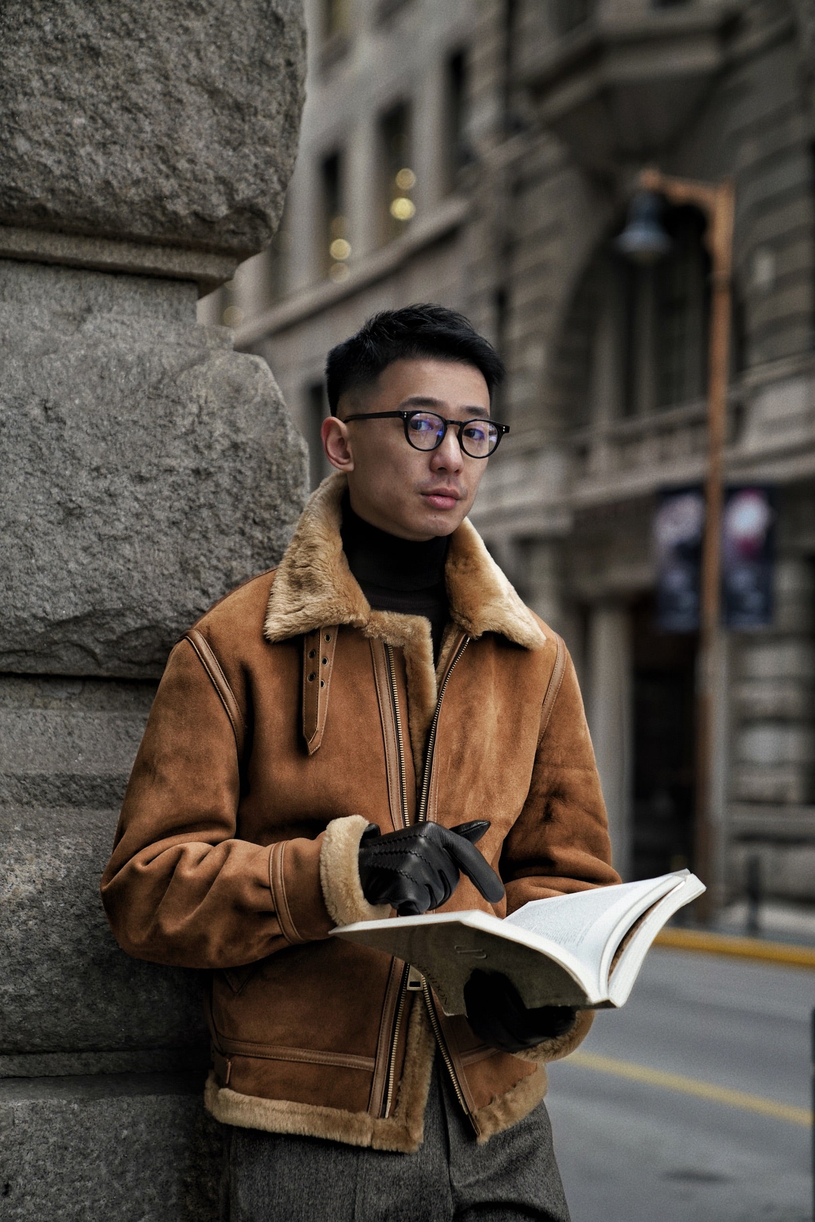 Tobacco Lambskin Shearling B3 Flight Jacket