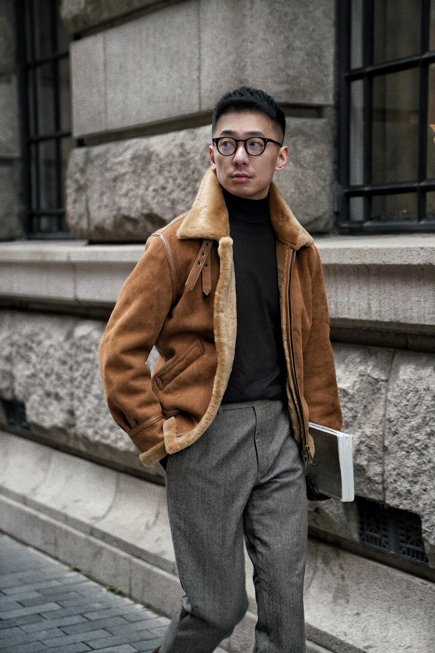 Tobacco Lambskin Shearling B3 Flight Jacket