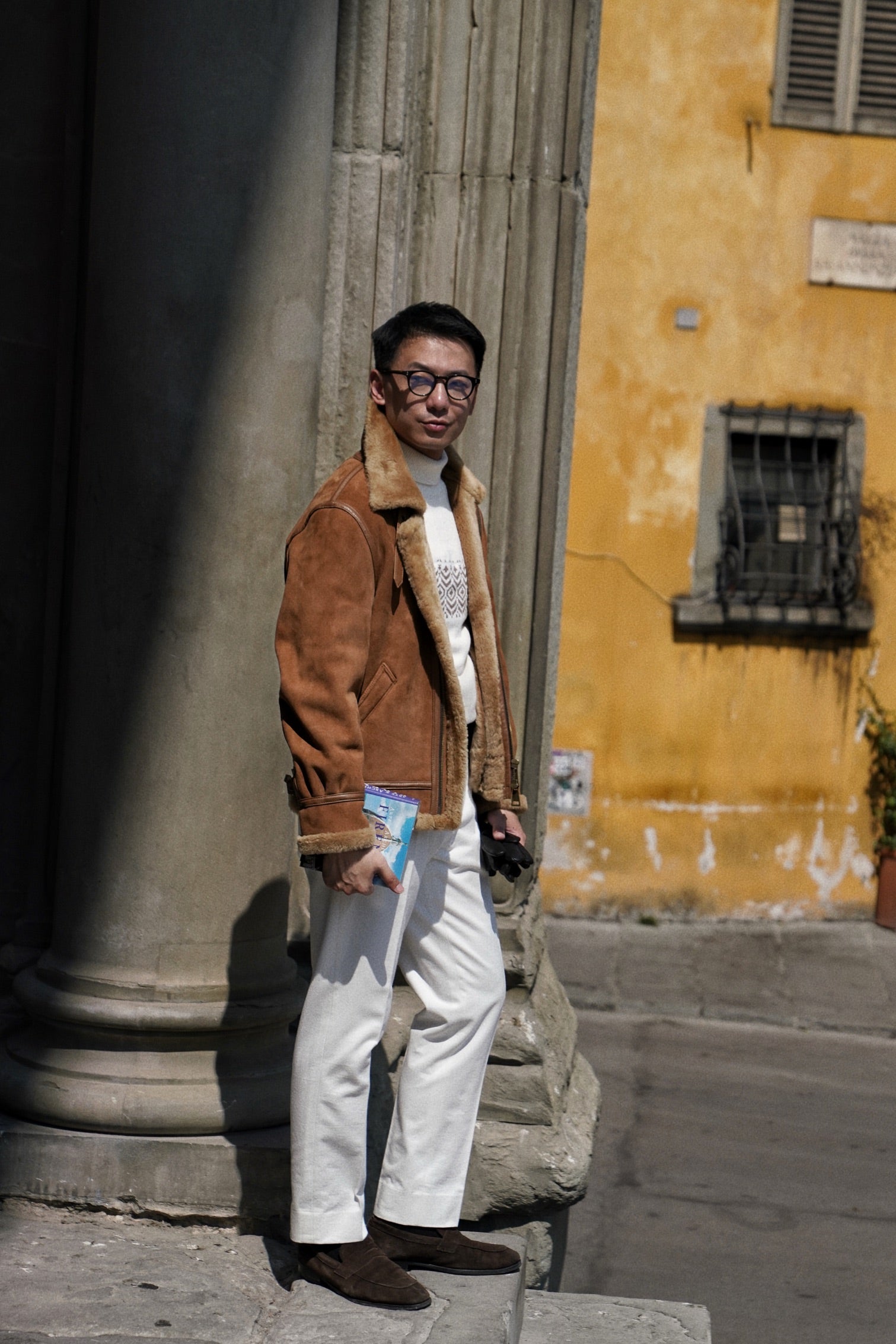 Tobacco Lambskin Shearling B3 Flight Jacket