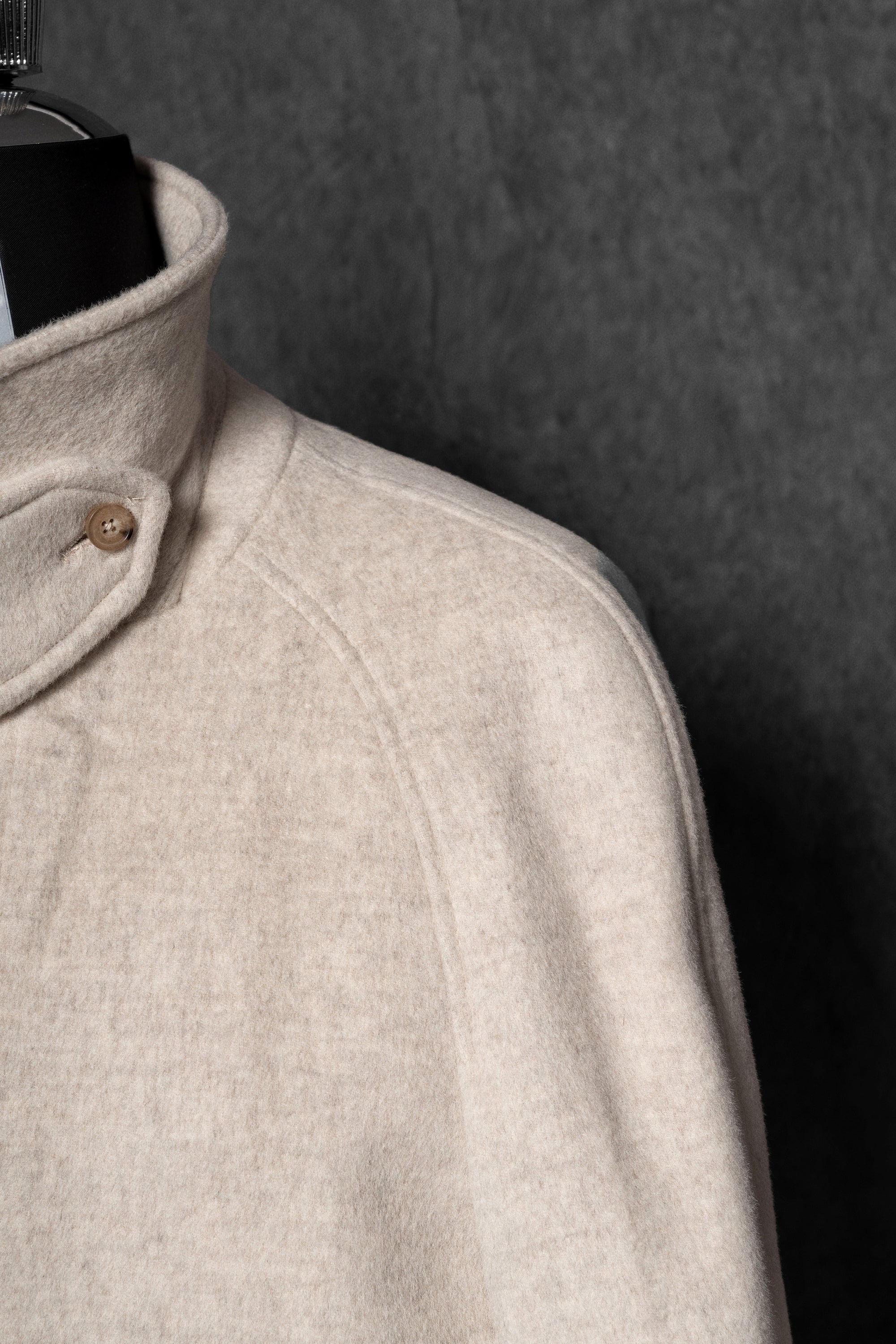 Beige Wool Balmacaan Coat