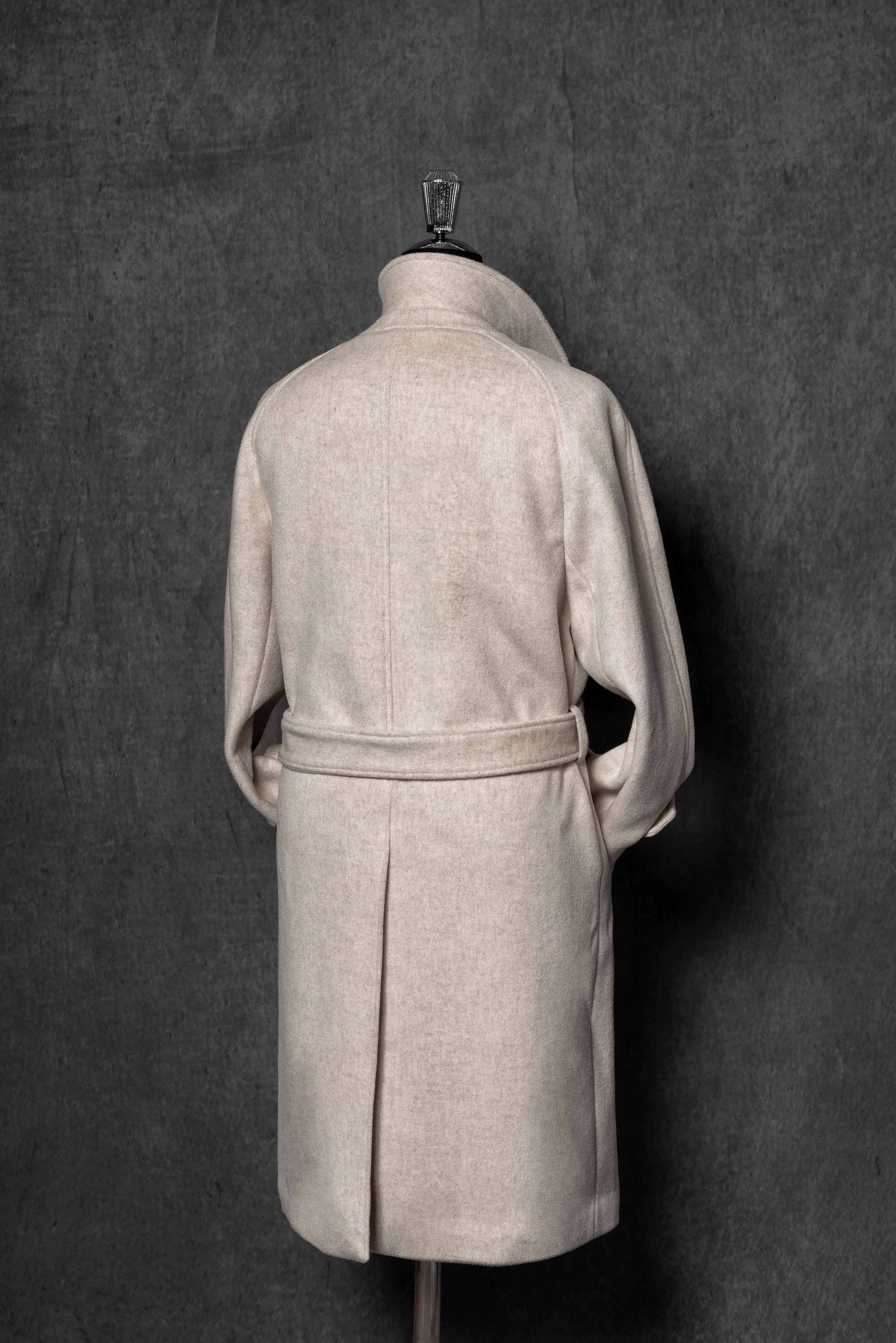Beige Wool Balmacaan Coat