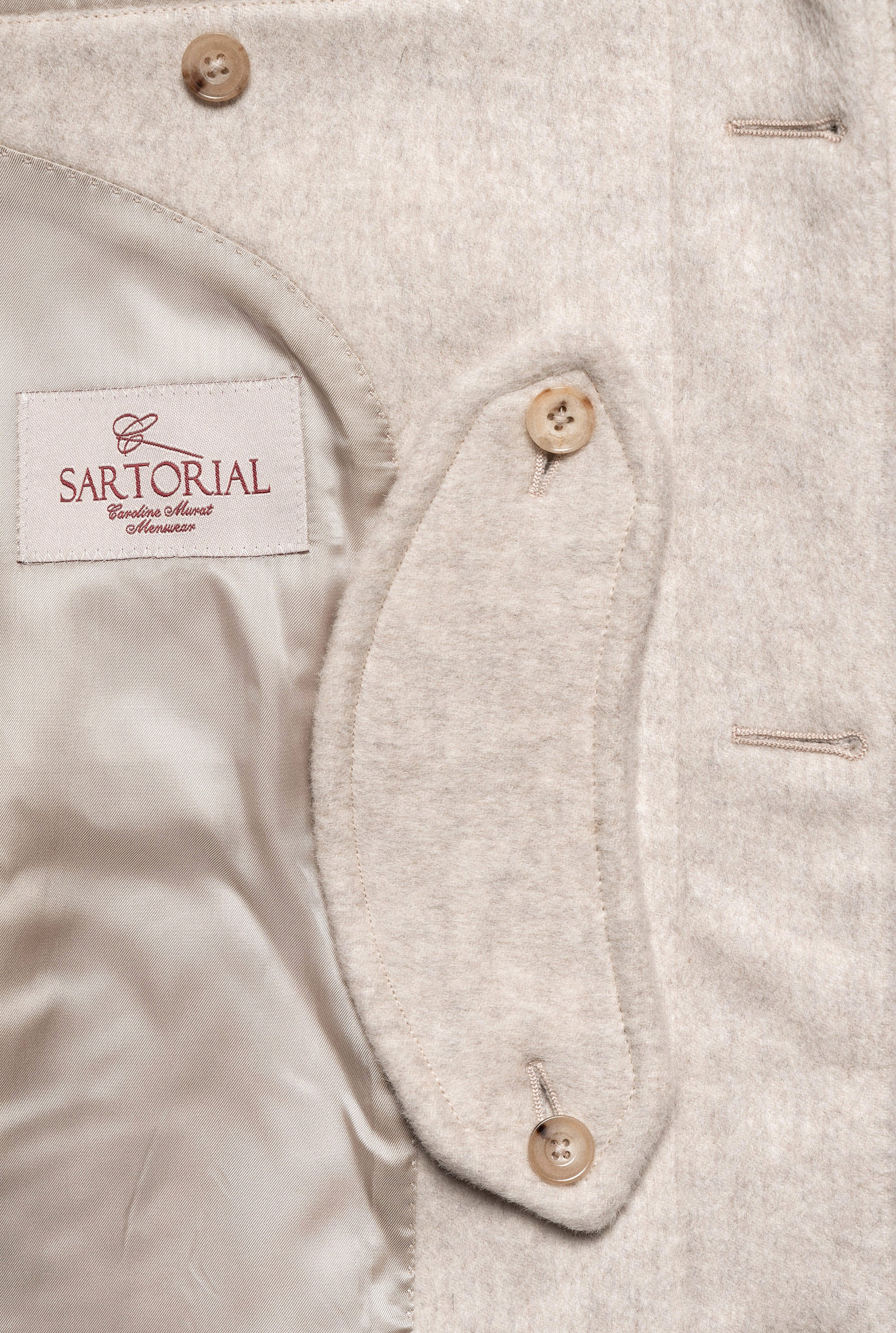 Beige Wool Balmacaan Coat