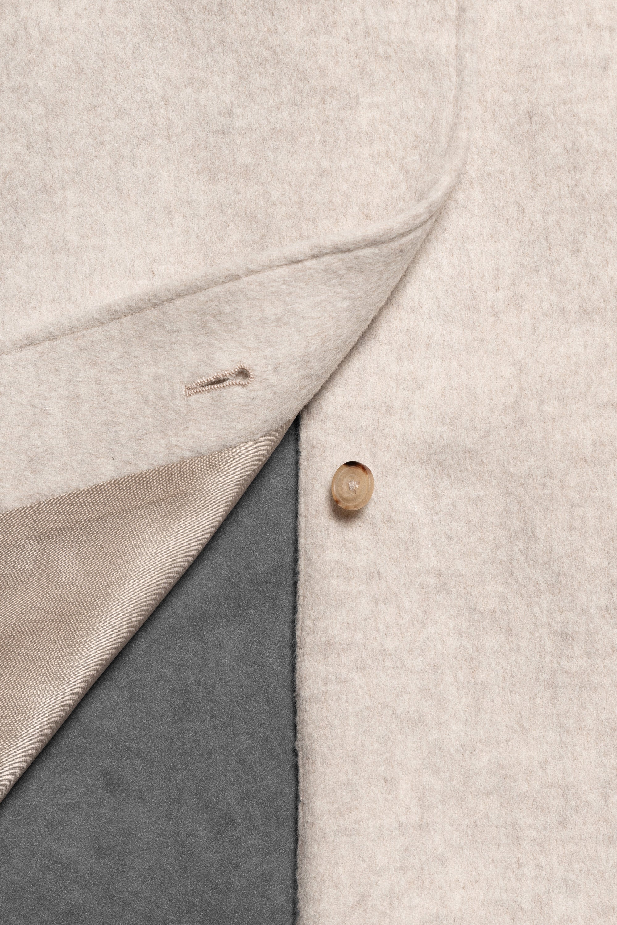 Beige Wool Balmacaan Coat