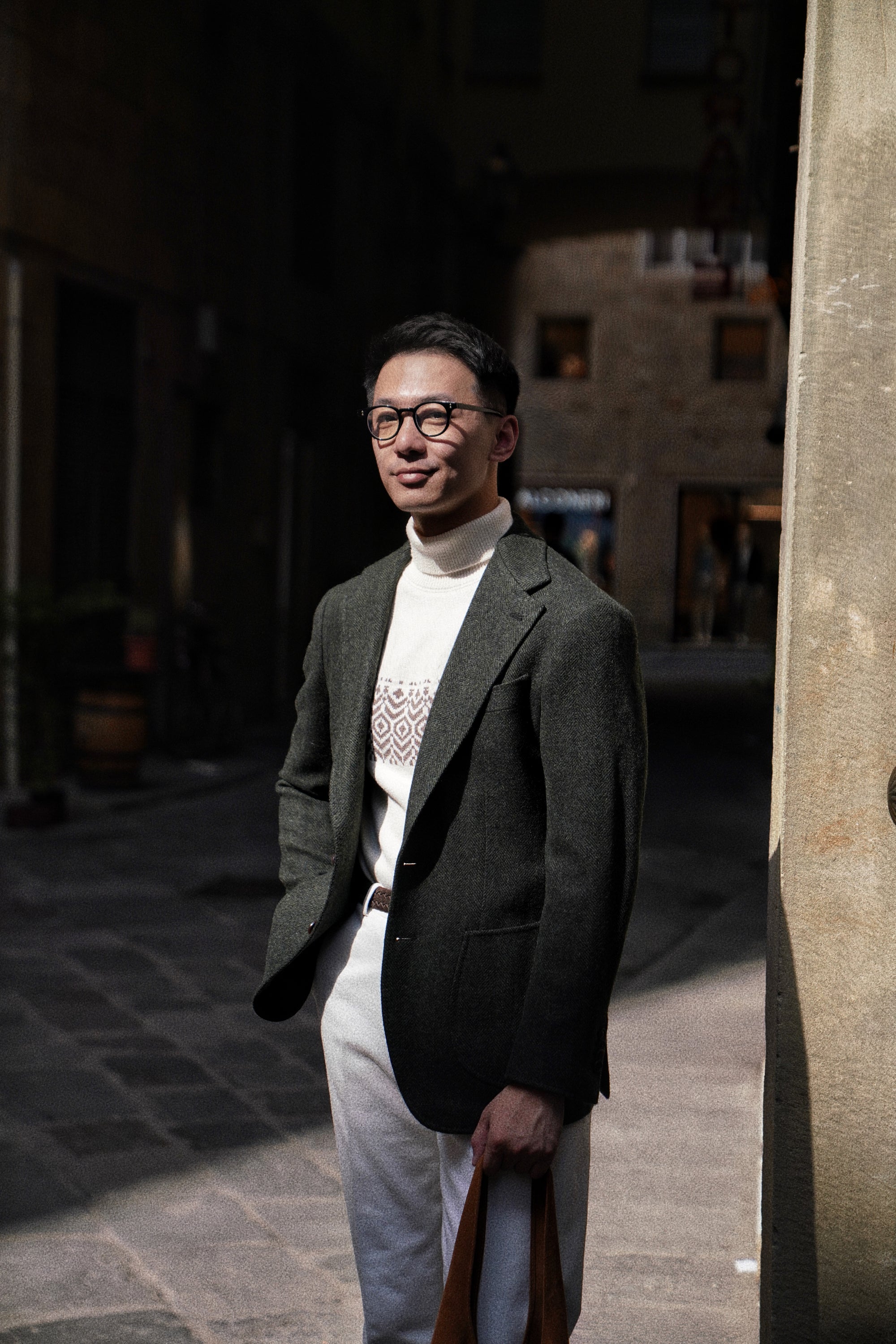 Dark Green Herringbone Tweed Jacket #3
