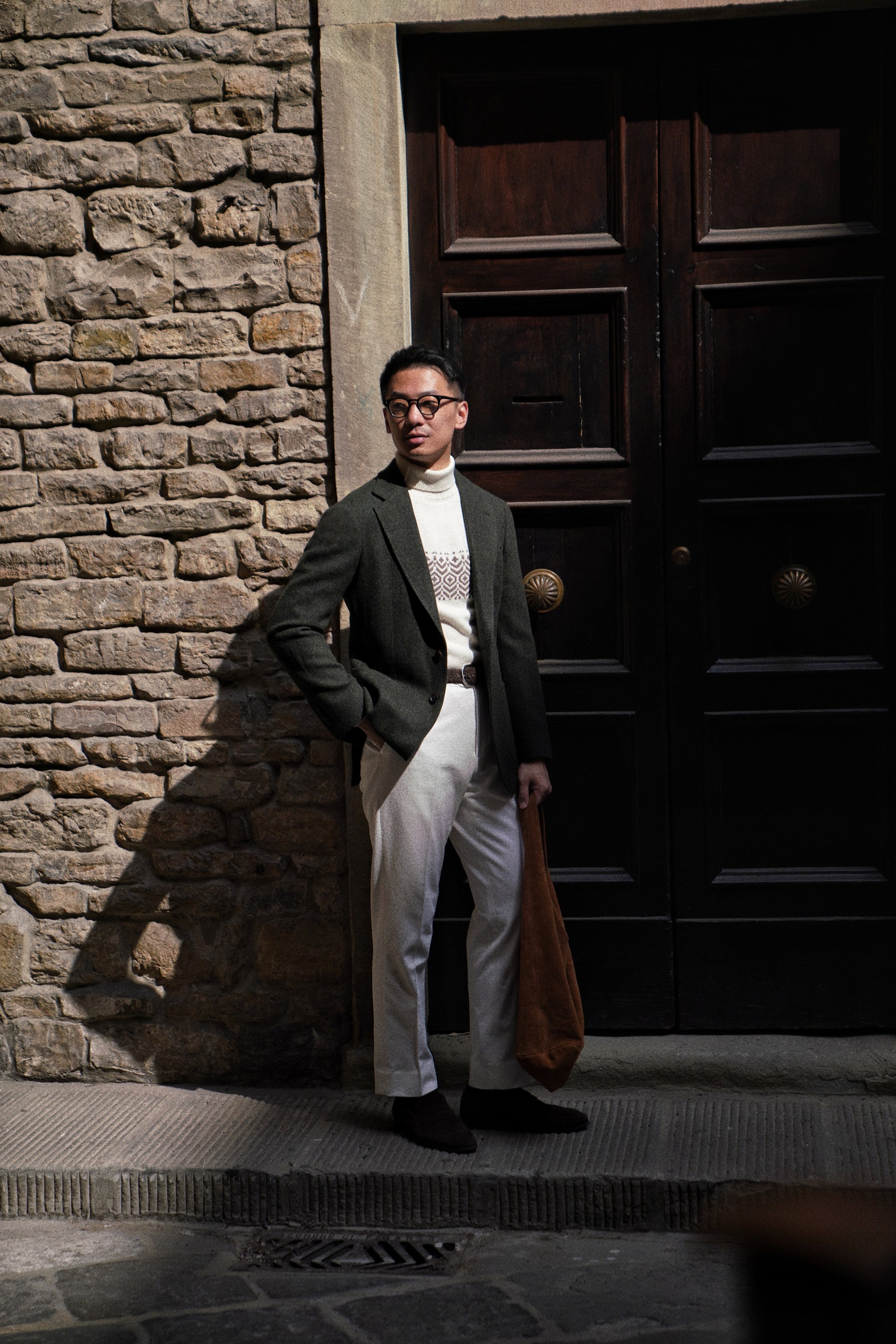 Dark Green Herringbone Tweed Jacket #3