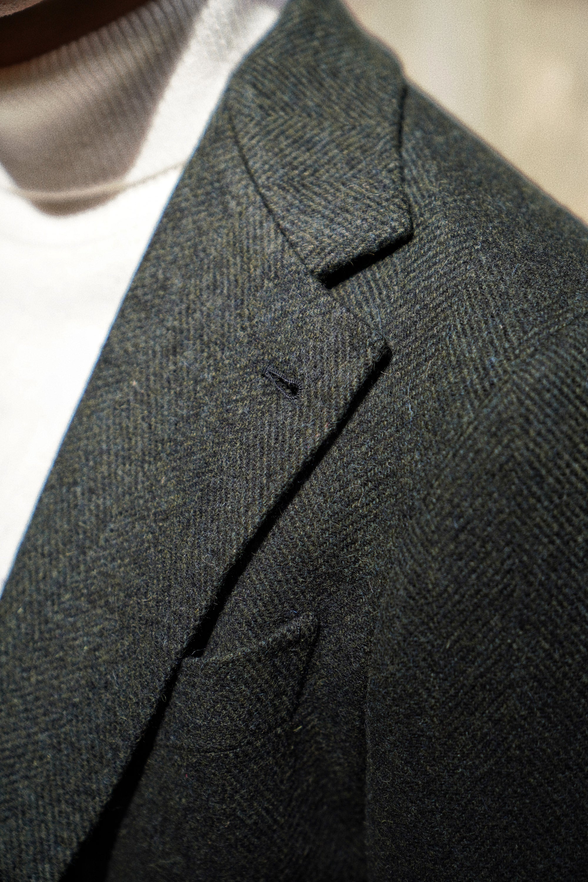 Dark Green Herringbone Tweed Jacket #3