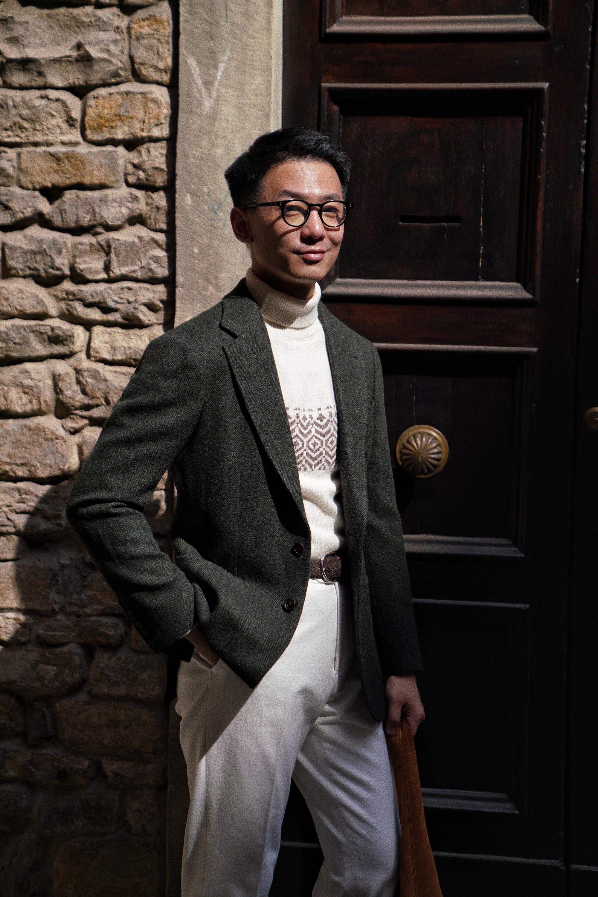 Dark Green Herringbone Tweed Jacket #3