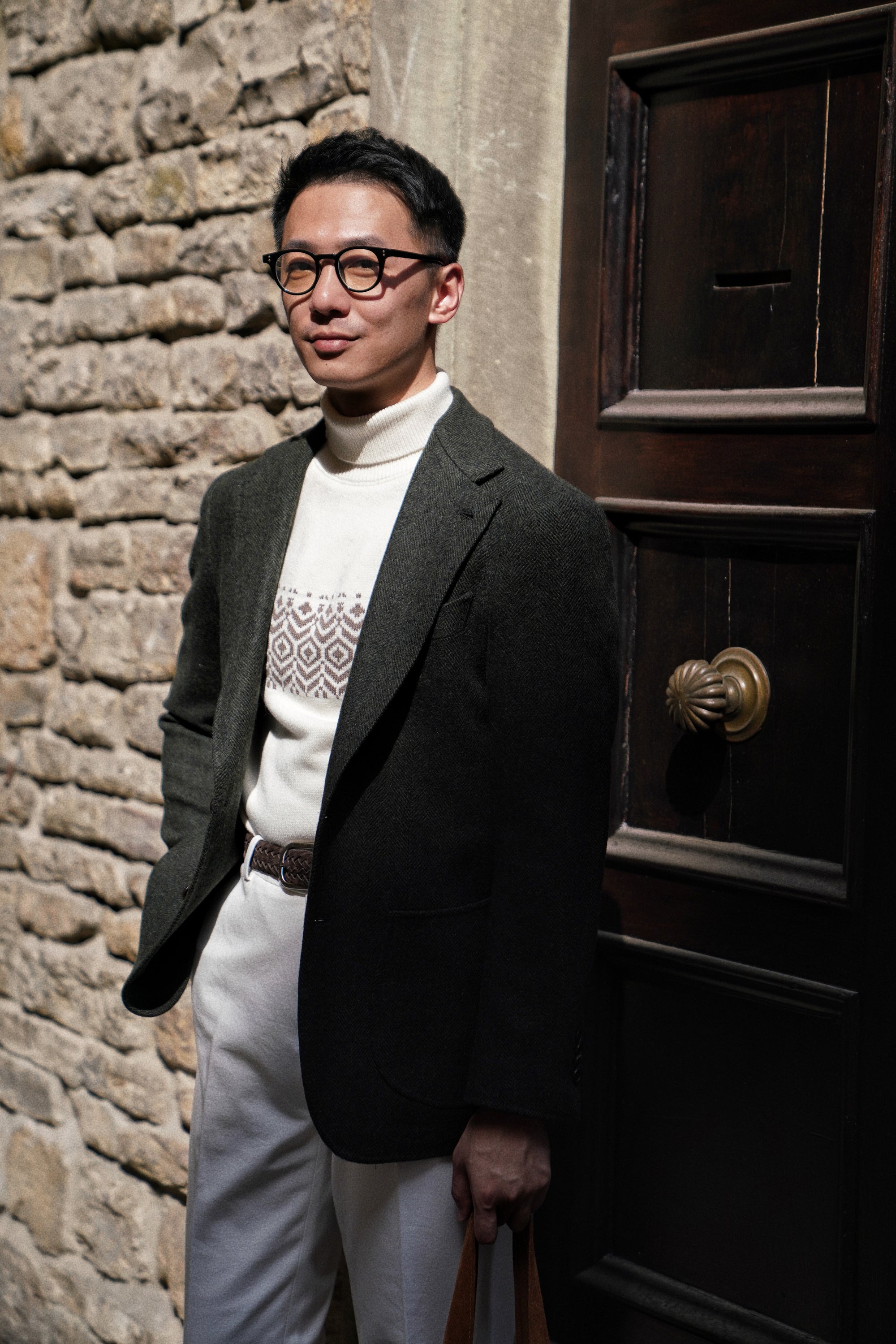 Dark Green Herringbone Tweed Jacket #3
