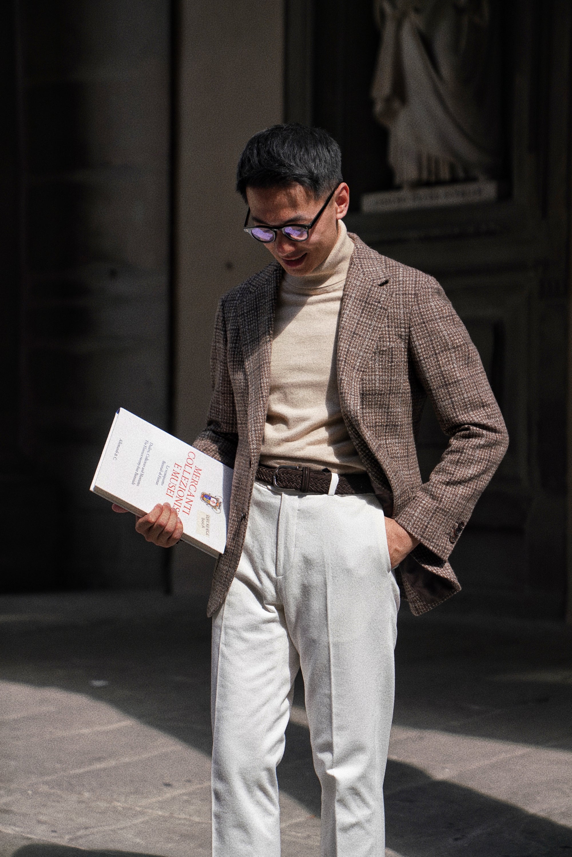 Light Brown Melange Windowpane Tweed Jacket #4