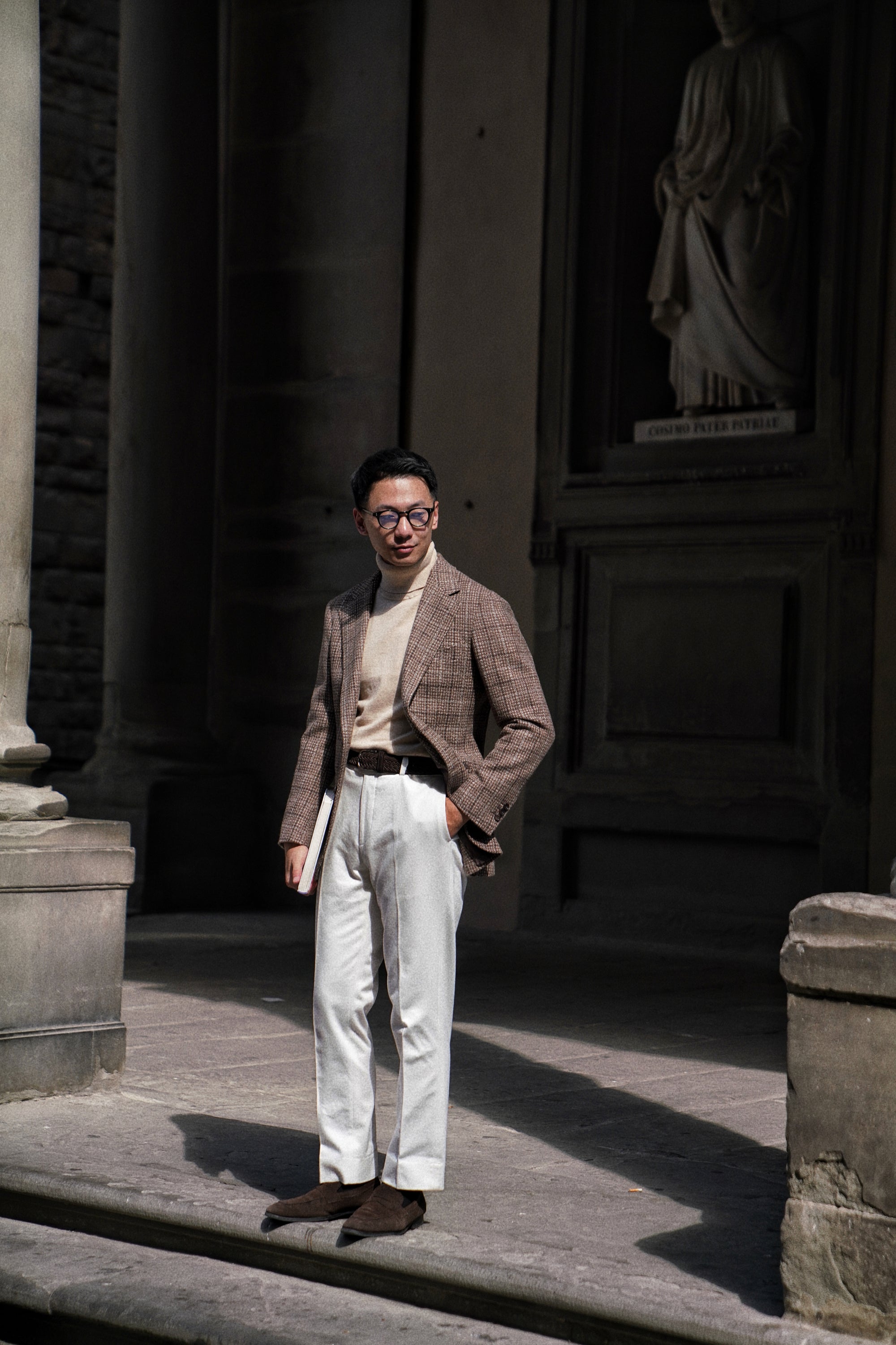 Light Brown Melange Windowpane Tweed Jacket #4