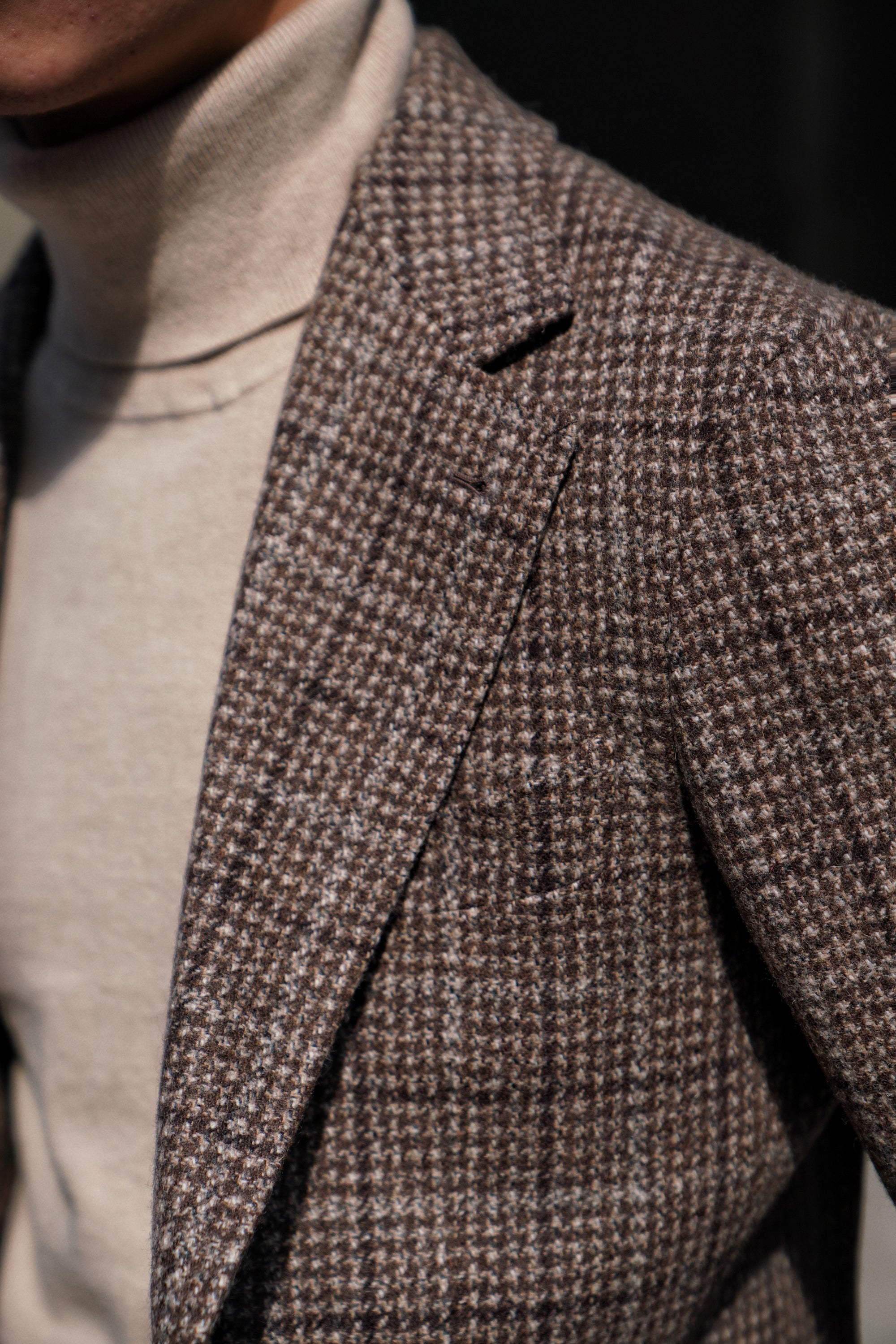 Light Brown Melange Windowpane Tweed Jacket #4