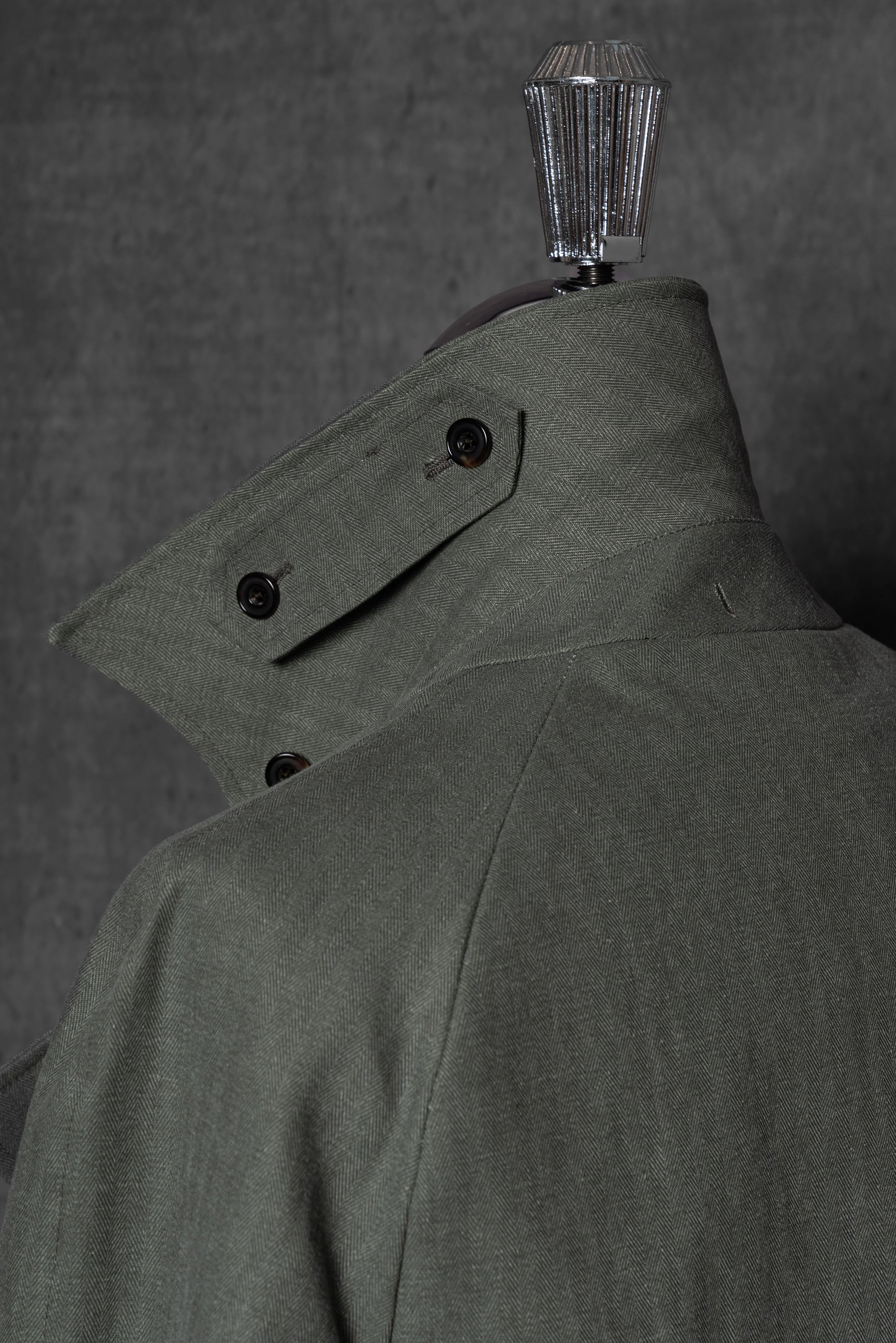 Graphite Green Cotton Balmacaan Raincoat #71