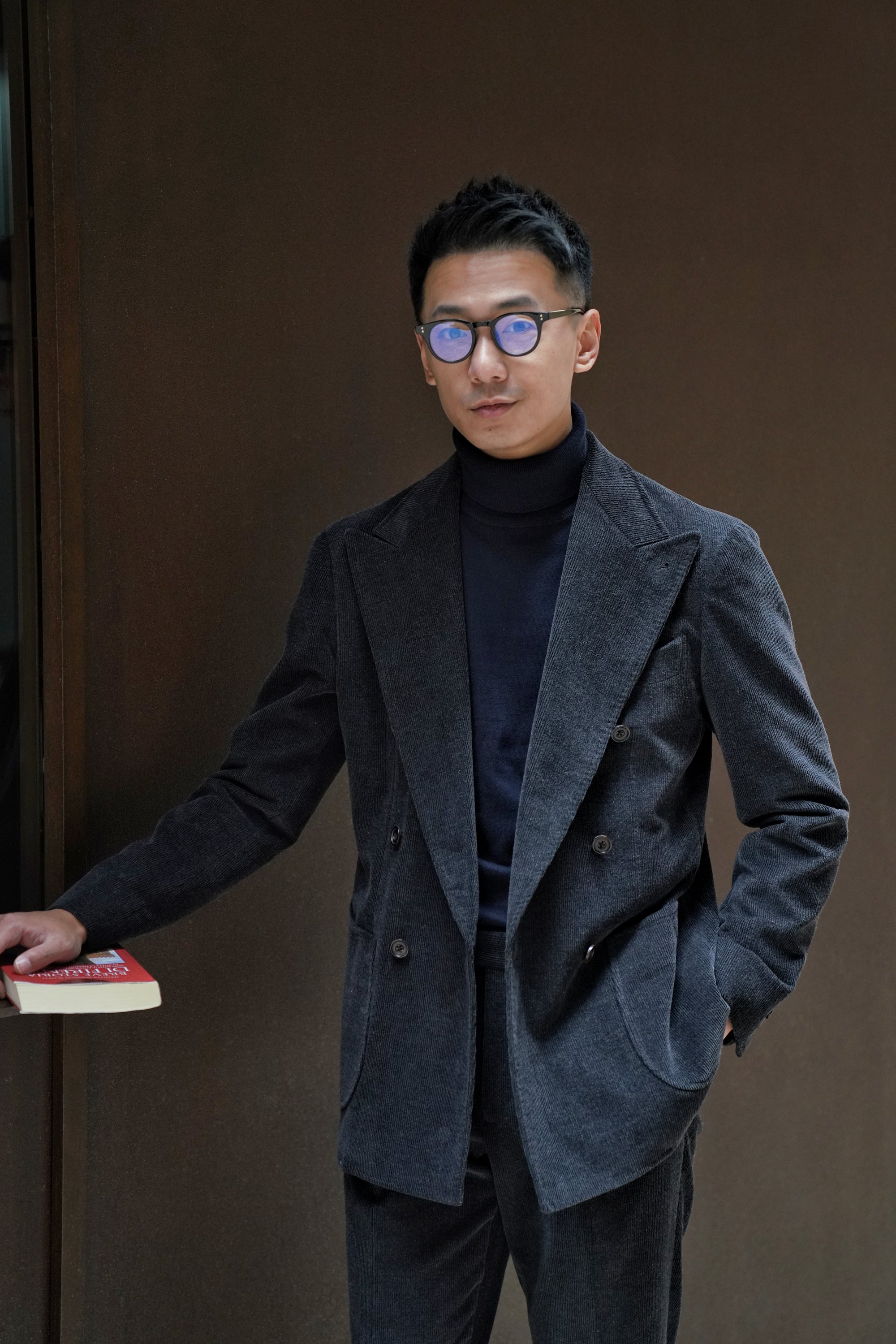 Navy Roll Neck Jumper