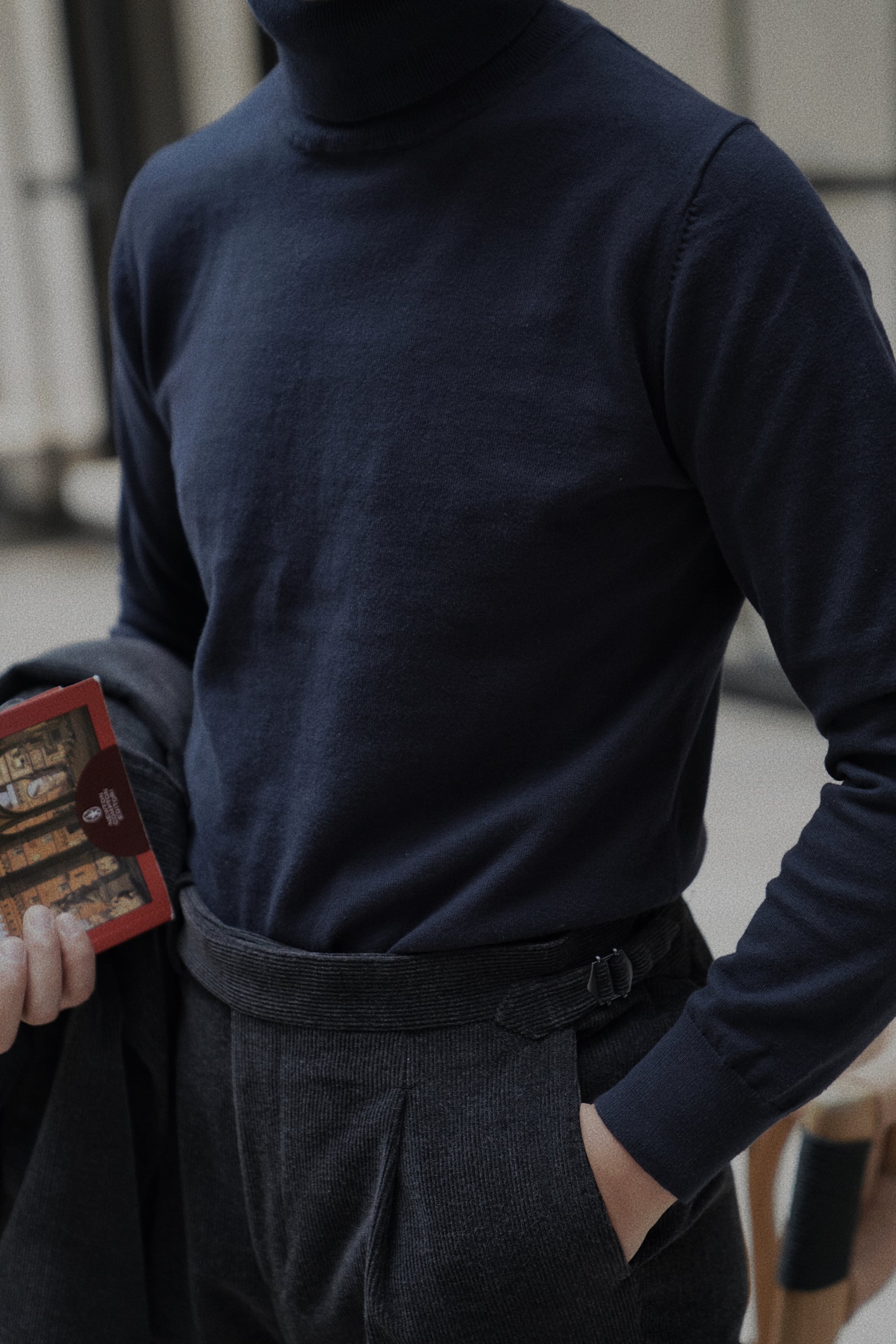 Navy Roll Neck Jumper