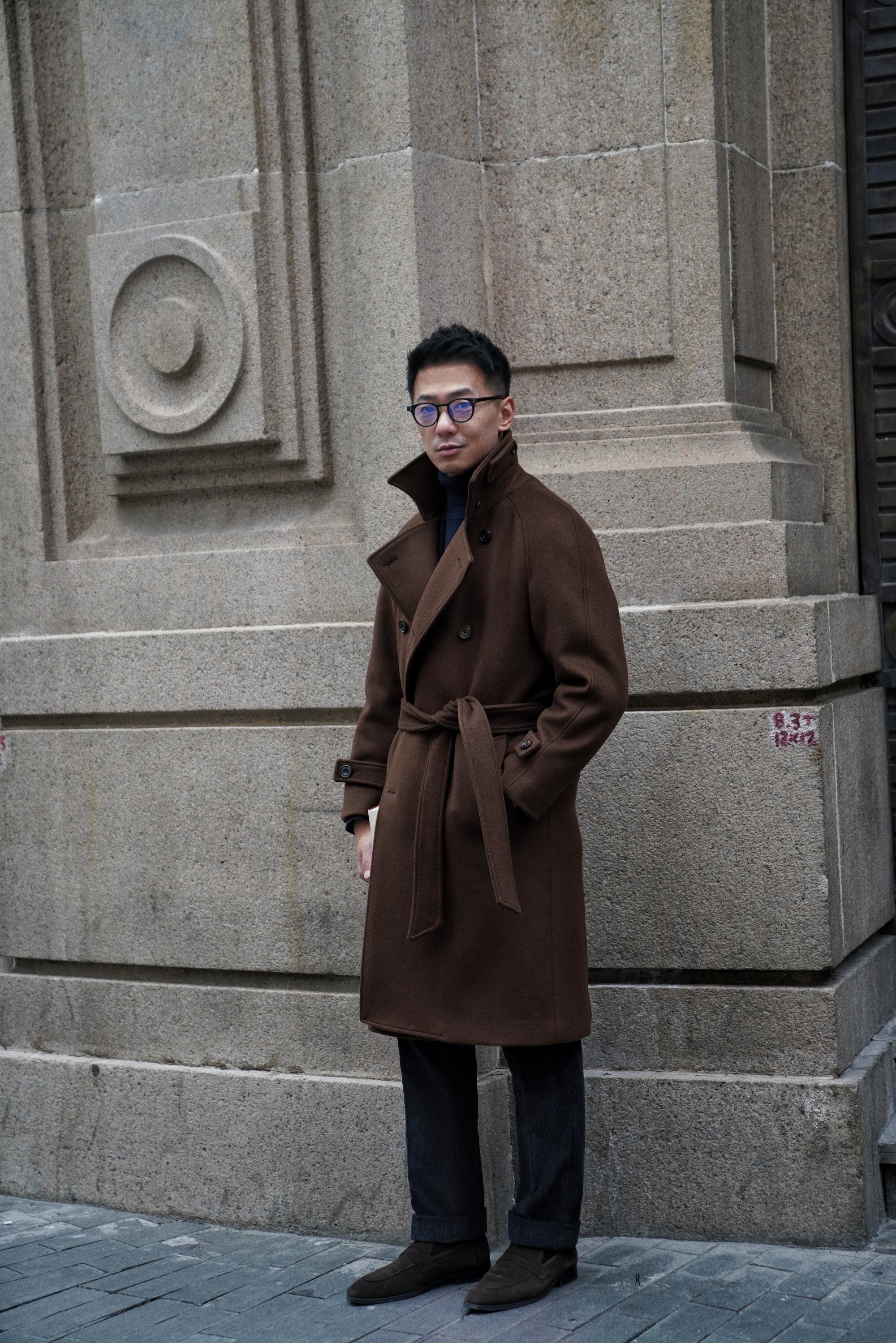 MTO Chocolate Wool Balmacaan Coat