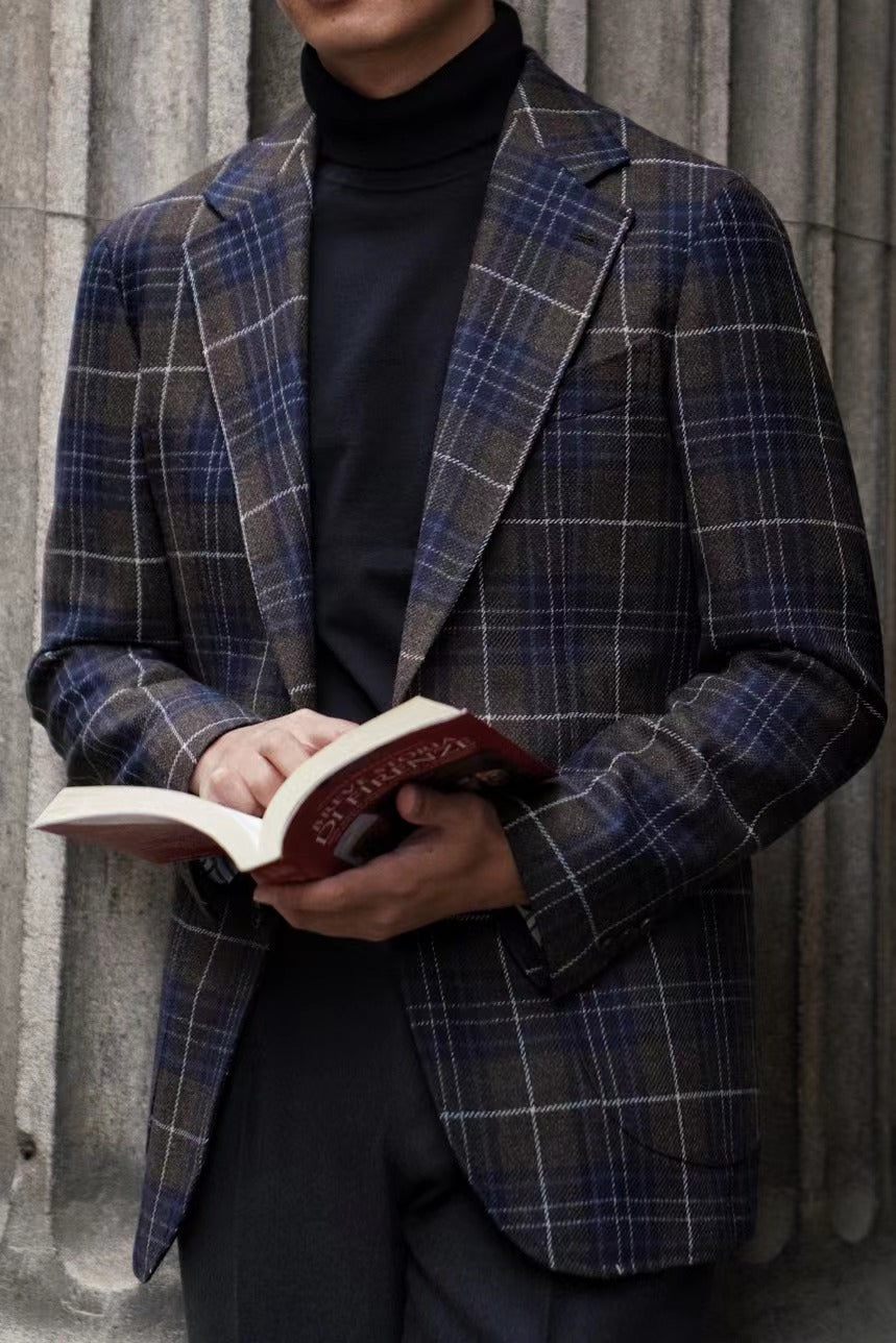 MTO Taupe Plaid Tweed Jacket #34