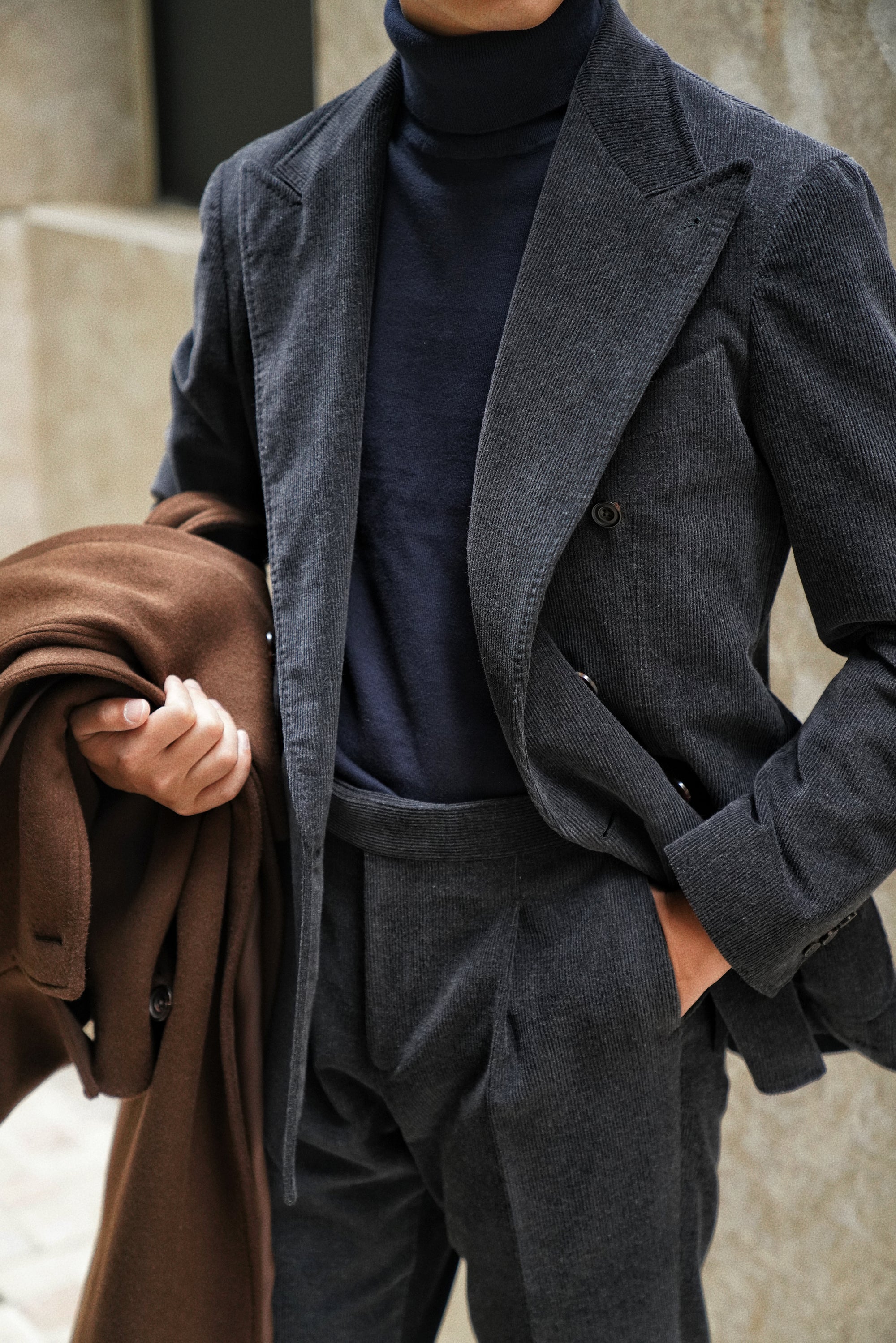 MTO Charcoal Corduroy Suit #60