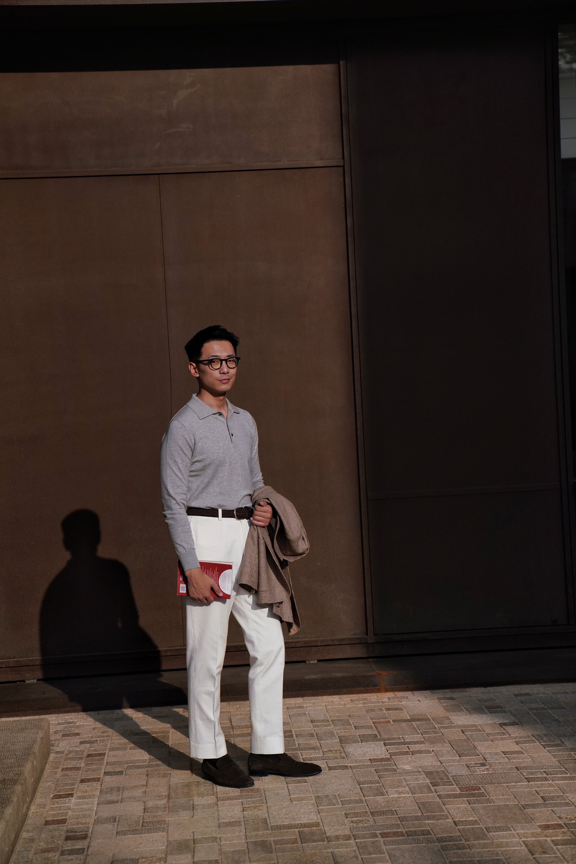 Elegant Grey Long Sleeve Polo